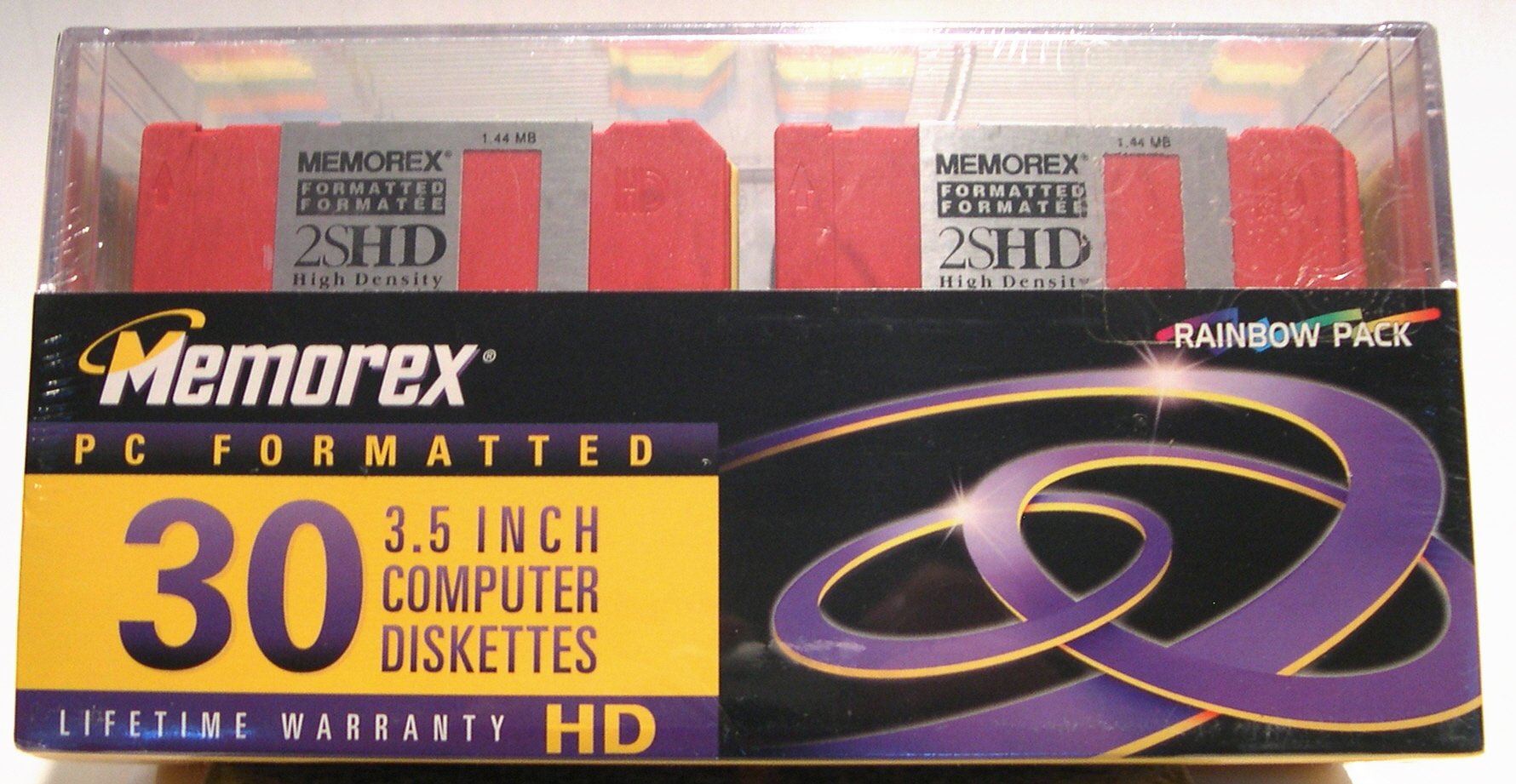 Memorex MF2HD 3.5" IBM-Formatted High-Density Floppy Disks (Colors, 30-Pack with Plastic Box)