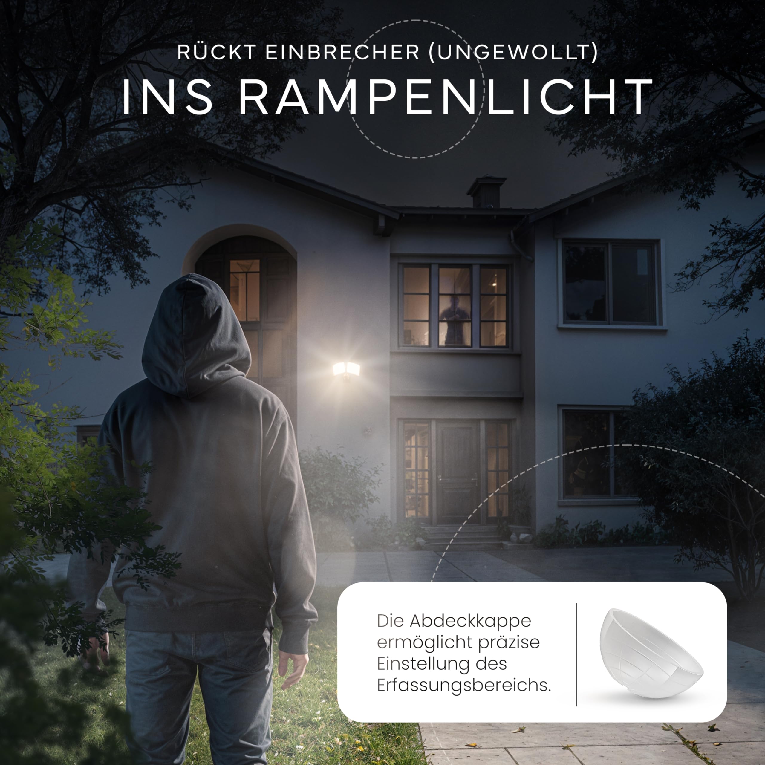 MATO® Doppel LED Strahler mit Bewegungsmelder Außen - 40W Wand Außenleuchte mit Bewegungsmelder - 3000K, IP65, Anthrazit - Aussenlampe mit Bewegungsmelder, Außenstrahler, Wandstrahler, Wandleuchte