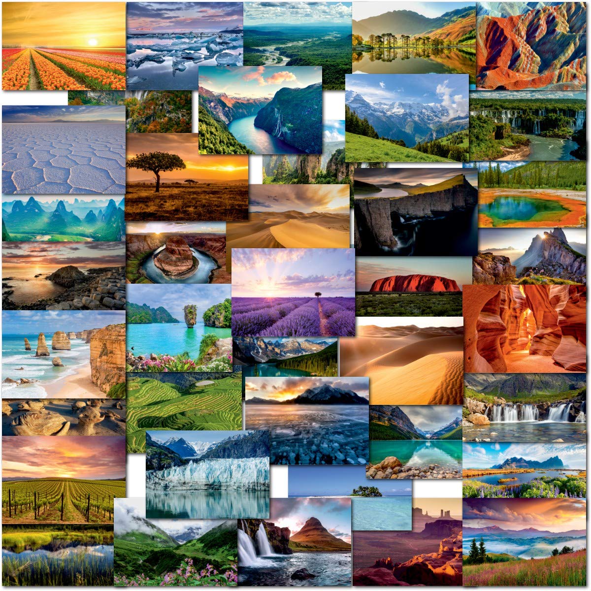 doodlecards Pack 40x UK & World Mixed Postcards - Landscapes. Popular holiday Destination Landscapes. 100% Recyclable Matt finish. Made in the UK.