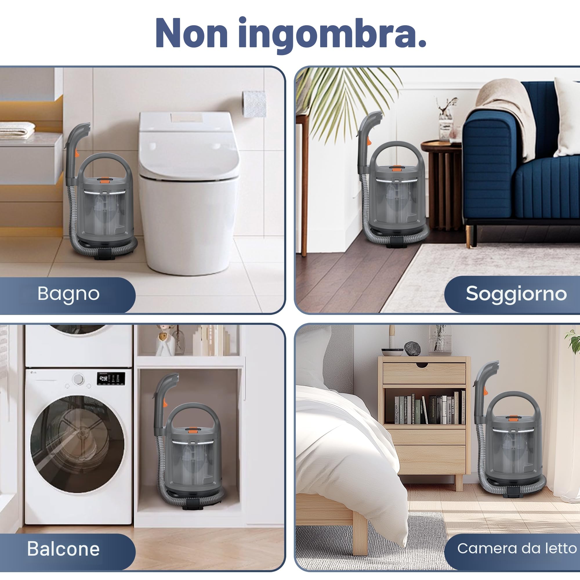 Dispositivo di pulizia per tappezzeria, 400 W, 12 kPa, aspirapolvere portatile con sistema a 2 serbatoi, detergente per tappeti e smacchiatori per divano, tappeti, auto, letto e tappetini