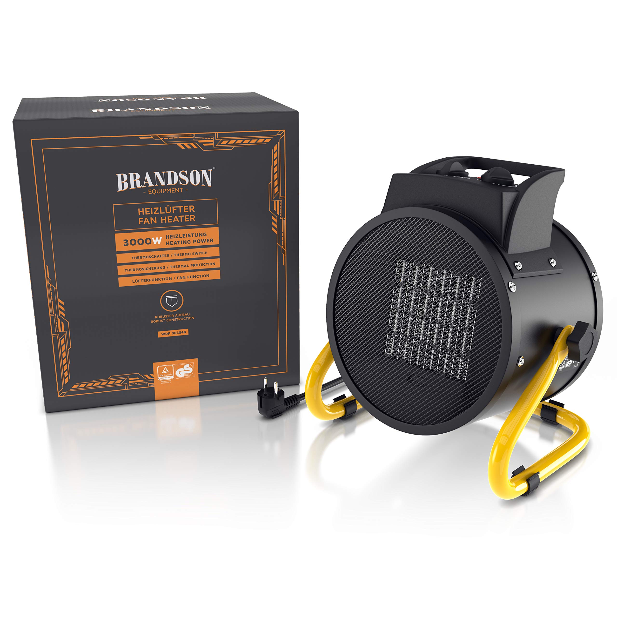 Brandson Heizlüfter 3000 Watt Keramik Heizstrahler Bautrockner Turbo Elektroheizgebläse Überhitzungsschutz