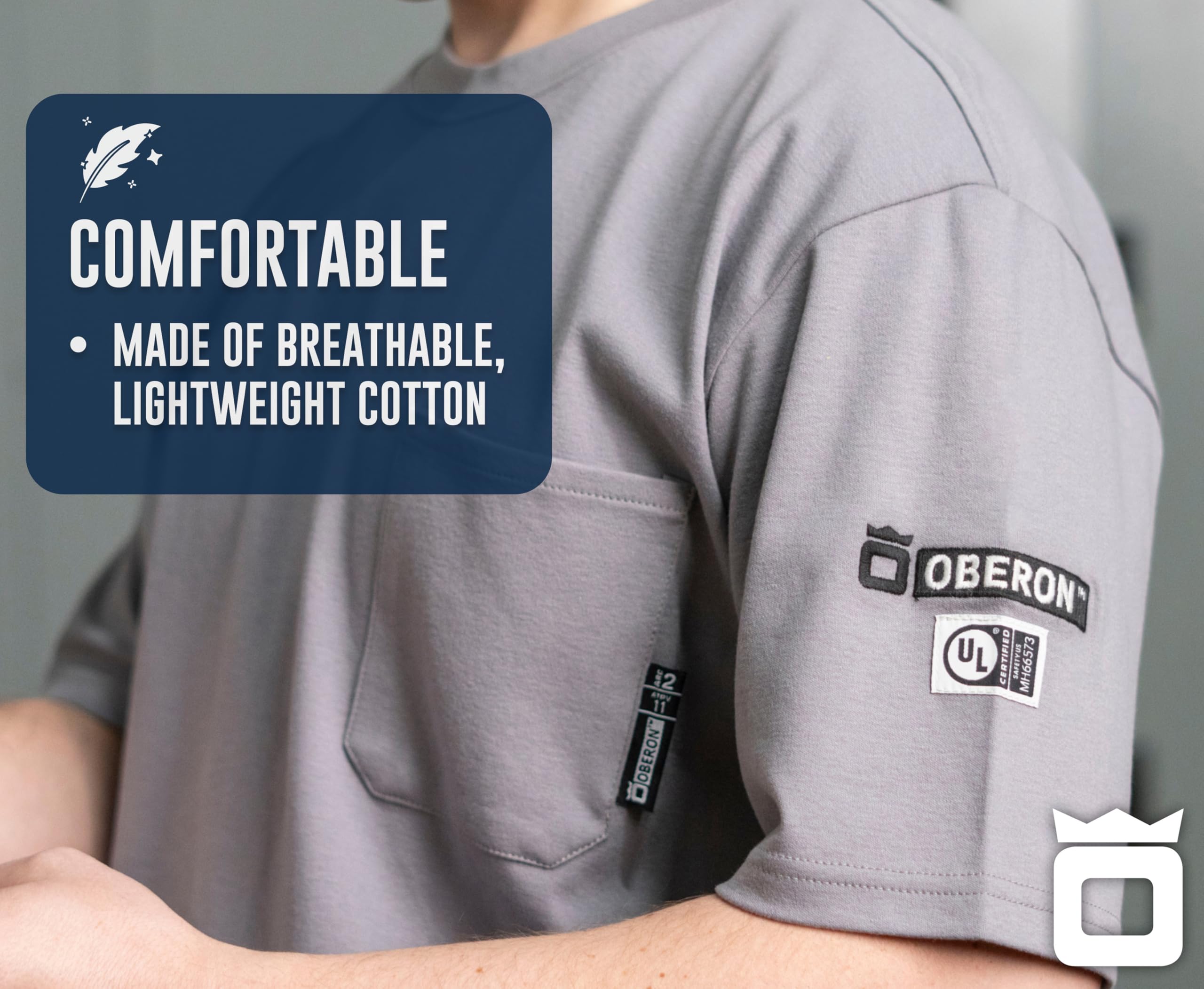 Oberon Flame Resistant Cotton Tshirt Camisa de Seguridad de Alta Visibilidad con clasificación de Arco Hombre