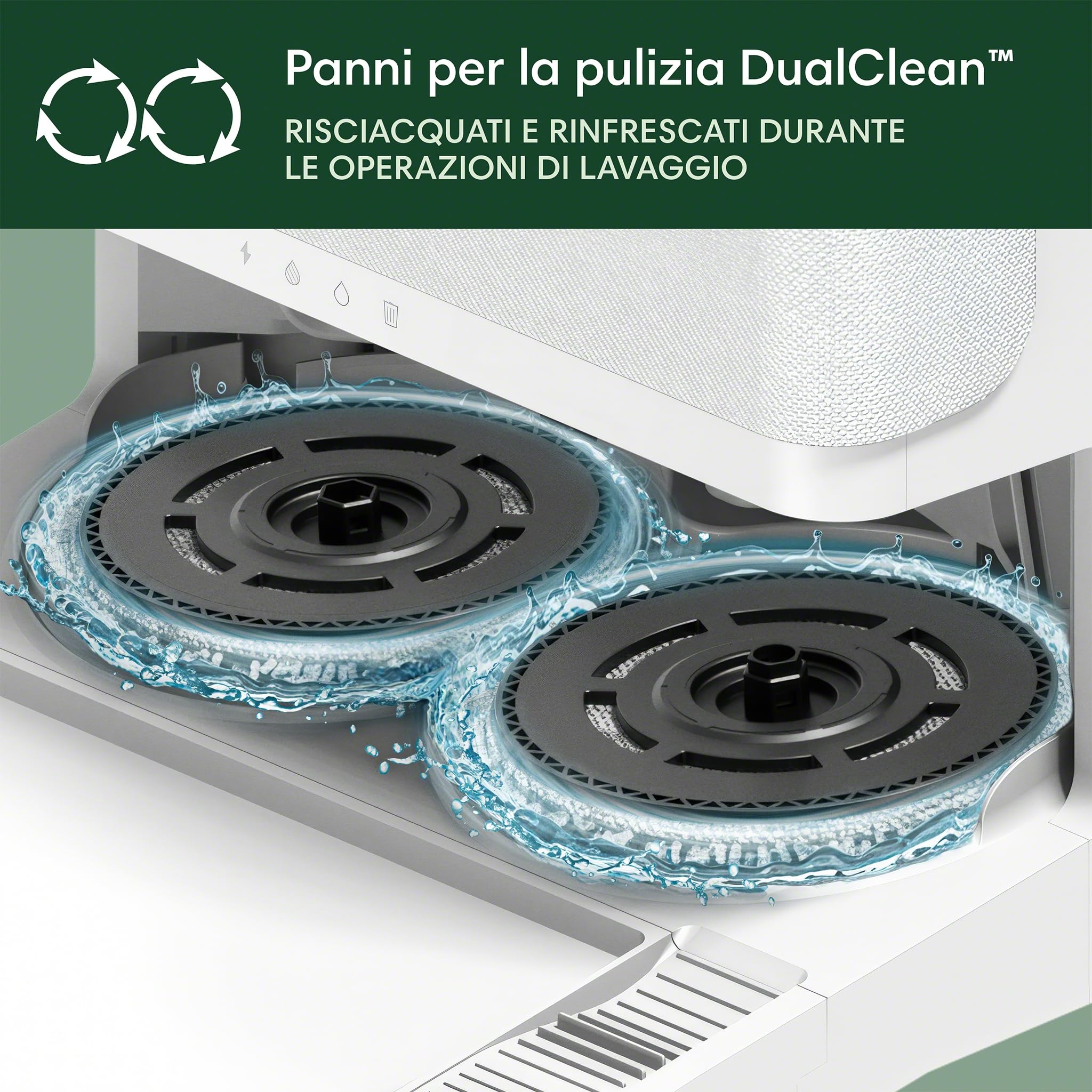 iRobot Roomba Plus 405 Combo + Stazione AutoWash, Robot Aspirapolvere Lavapavimenti, LiDAR, Rilevamento Tappeti, Previsione Pulizia Pavimento, DualClean, SmartScrub, Controllo Vocale e App, Bianco