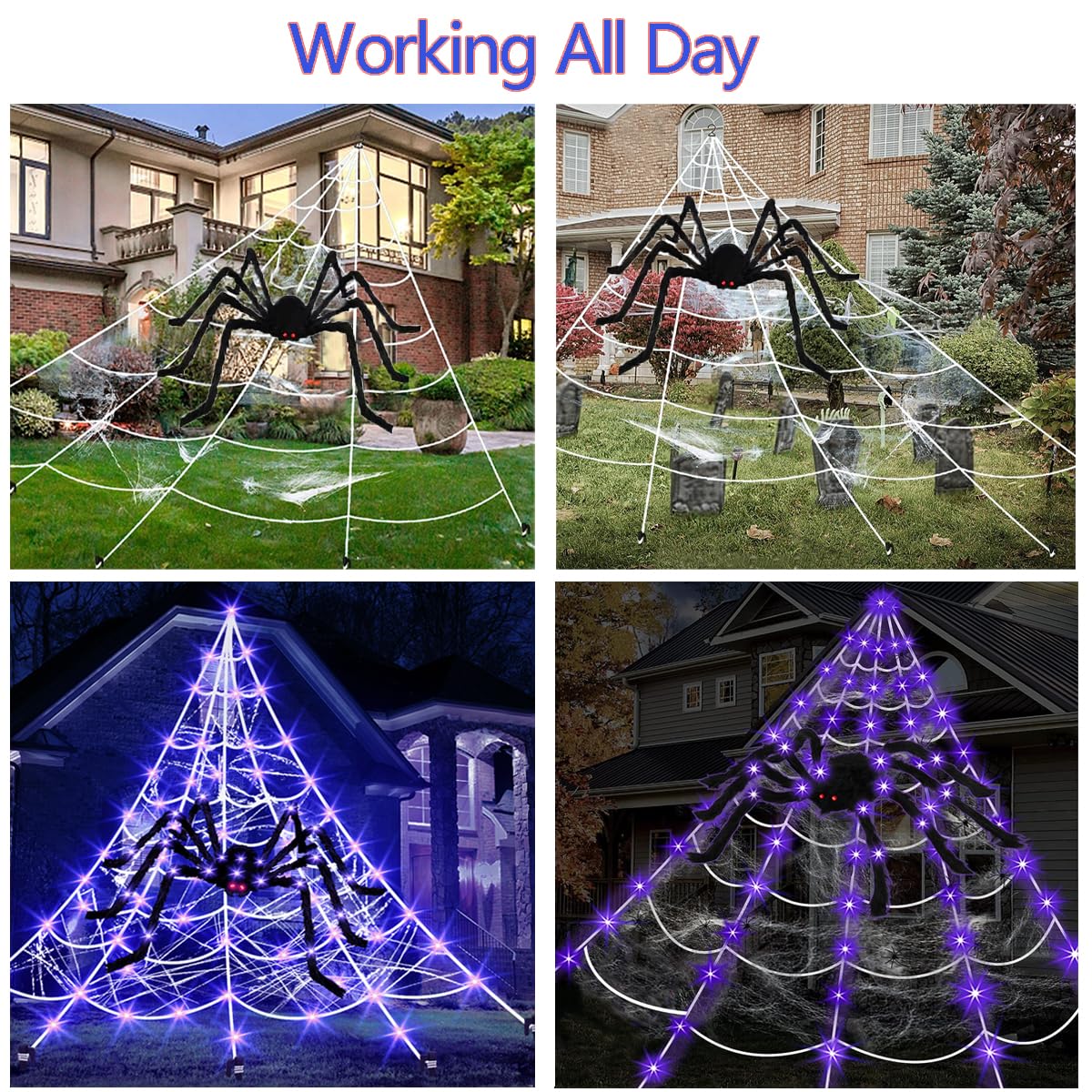 Led Rope Spider Web Halloween Spider Web LED Giant Halloween Spider Web With 350 LEDs - 22 ...