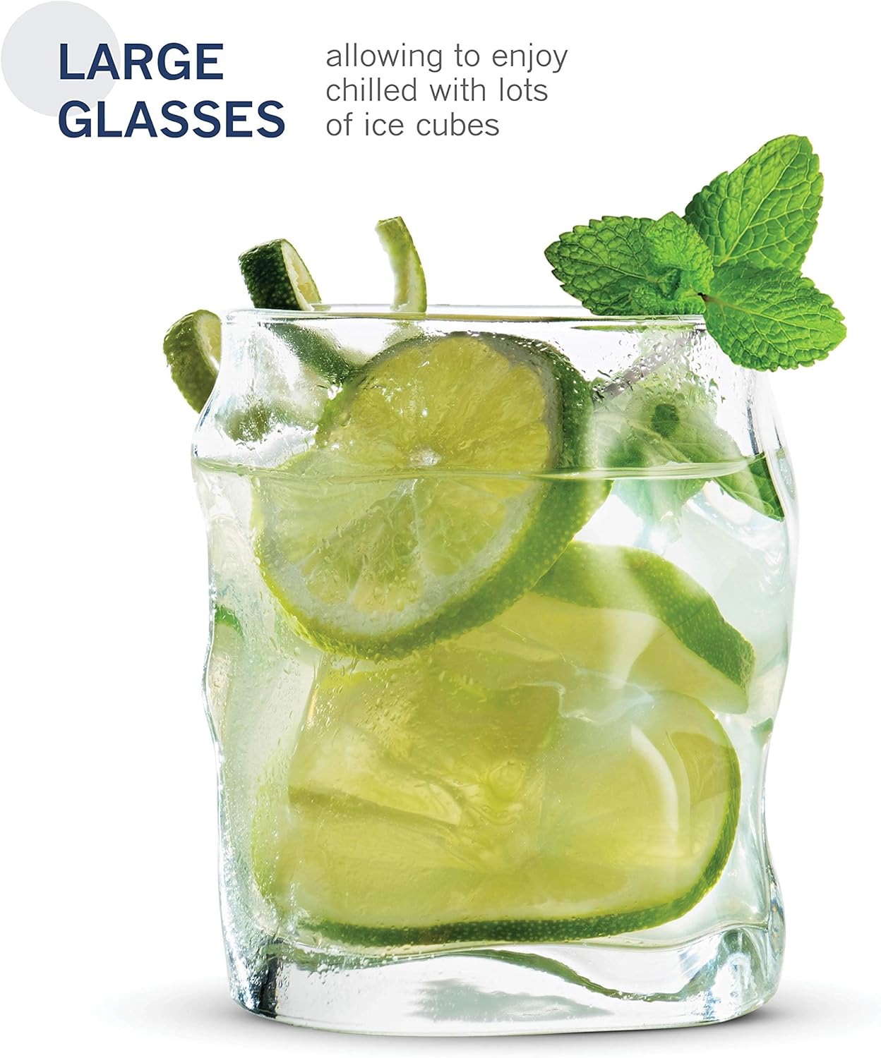 Bormioli Rocco Sorgente DOF Glasses - Set of 4, Designed by Ross Lovegrove - 14.25 Oz. Sculpted Tumblers, Natural Motion-Inspired Form, Ideal for Cocktails & Spirits, Made in Italy, Dishwasher Safe