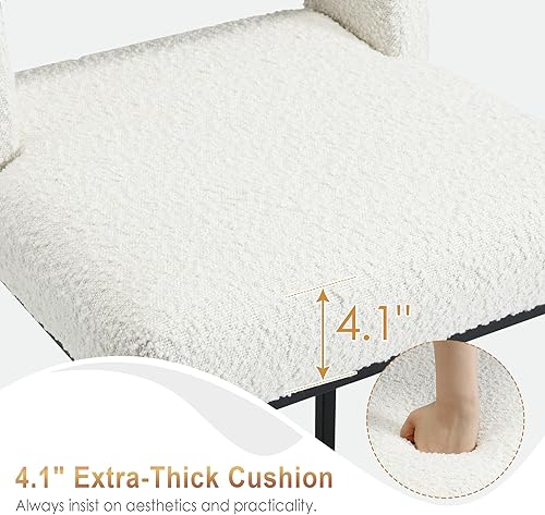 Miniatura 3 de Zesthouse Juego de 2 taburetes de altura de mostrador, taburetes tapizados de tela Boucle con respaldos, sillas de bar modernas de 26 pulgadas para