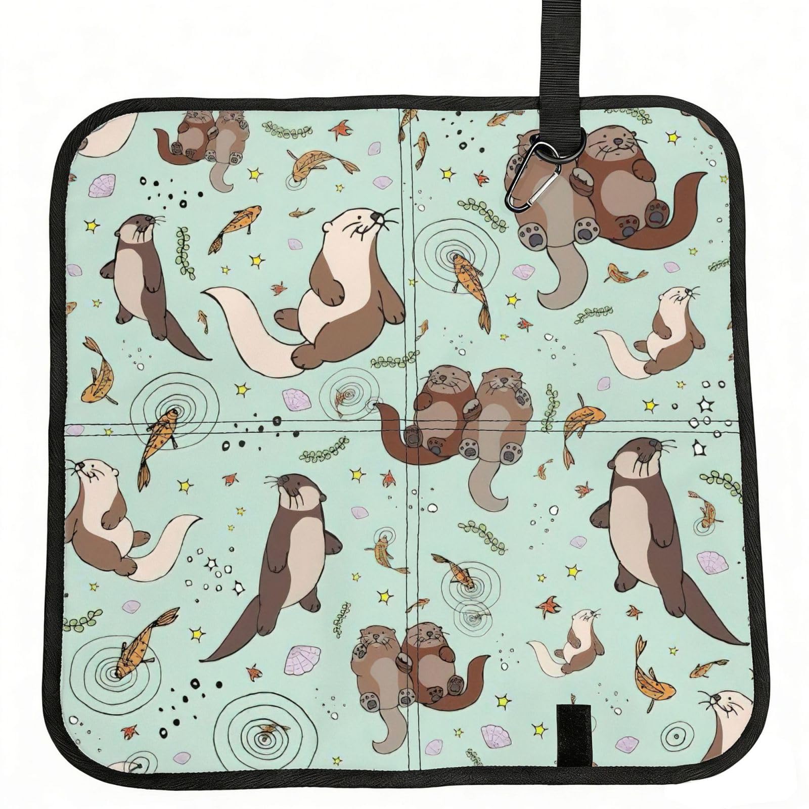 DEXNEL Otters Print Foldable Seat Cushion Portable Stadium Pad Waterproof Outdoor Camping Mat 15.8 X 15.8 Inches