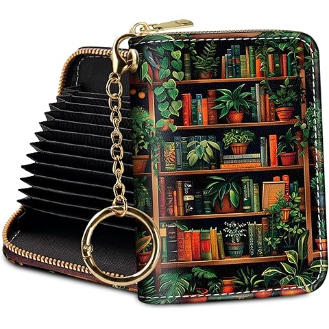 Credit Card Holder RFID Wallet, Small Card Holder Wallet for Women with Keychain Zipper, Funny Leather Print Credit Card Wallets Accordion Gift