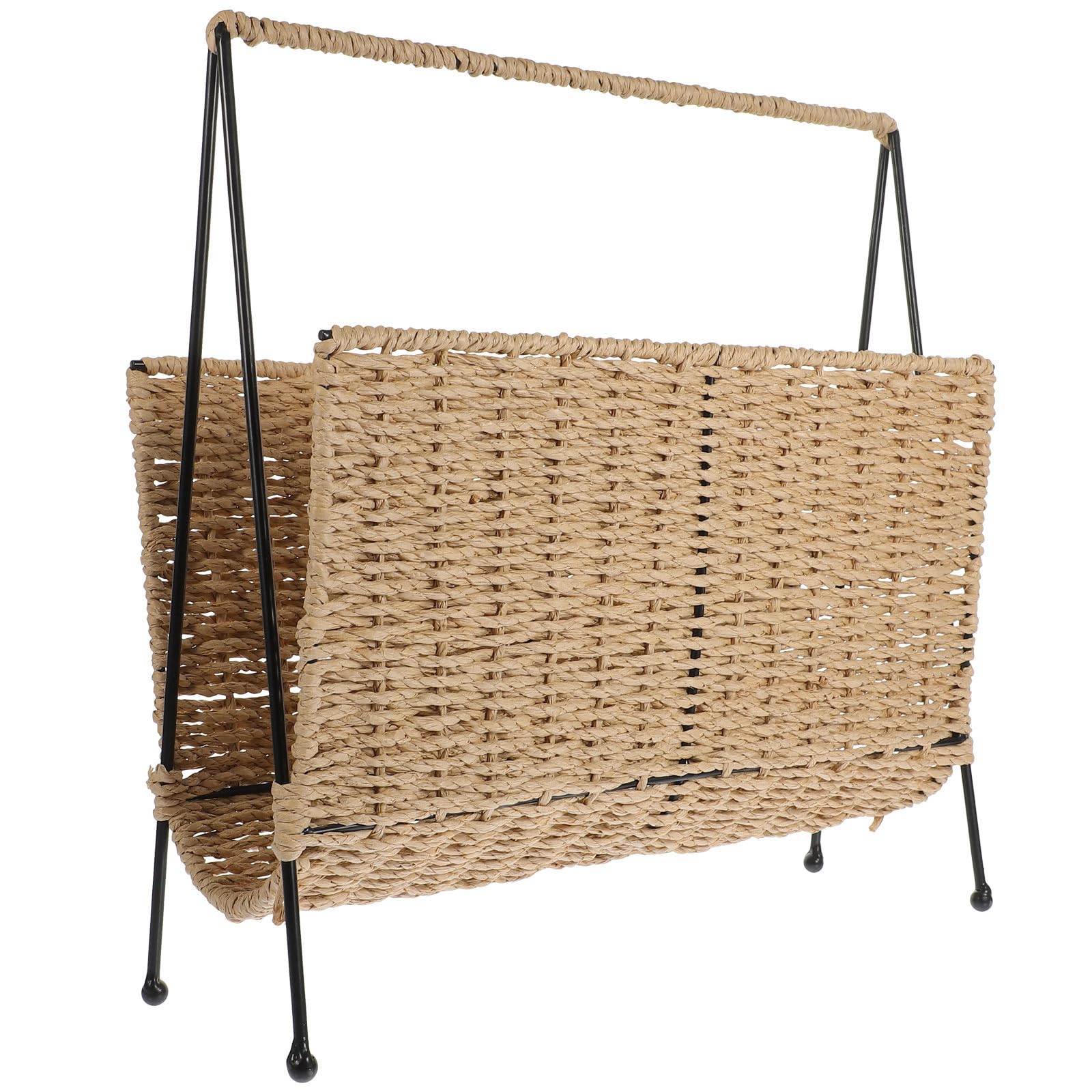 Panier de rangement multifonction en fer forgé et papier tressé main