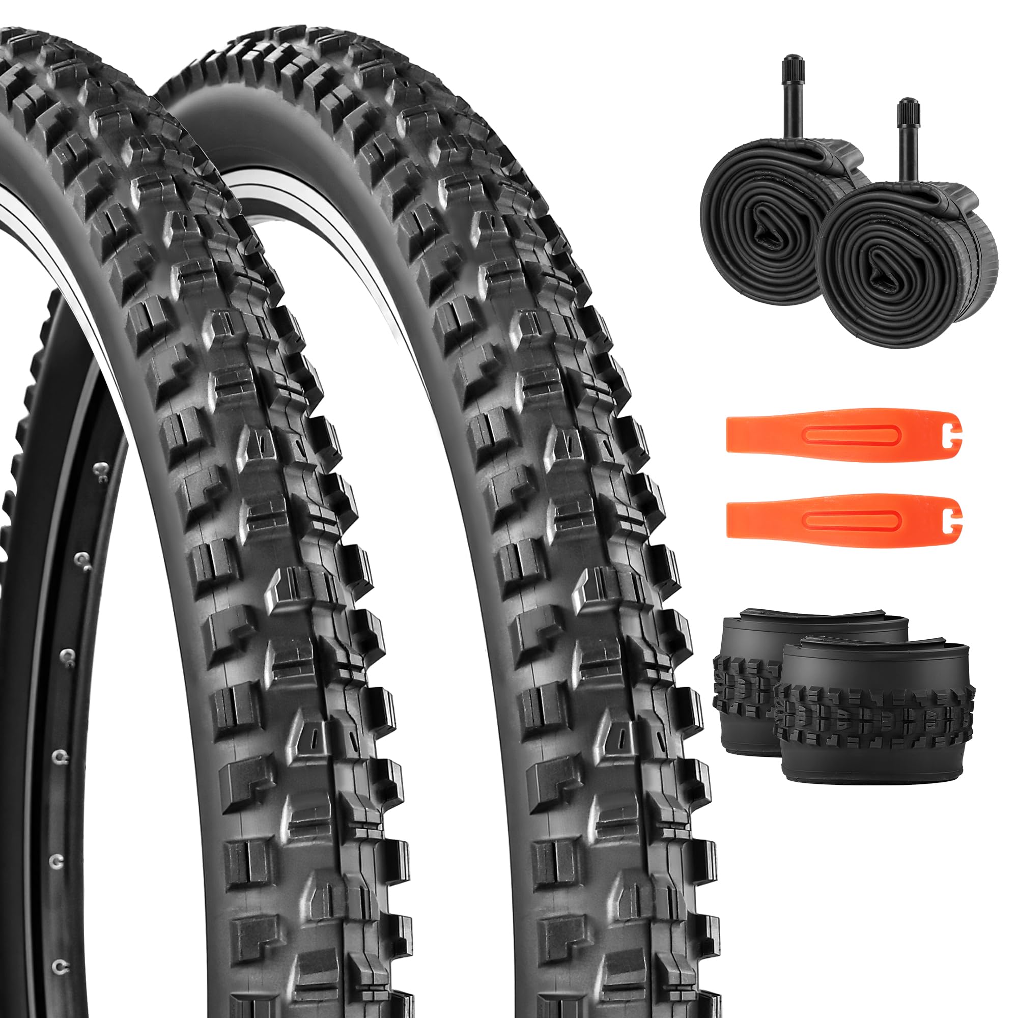 26/27.5/29x2.3 MTB Allround Fahrradreifen Fahrradmantel 30TPI Faltreifen Decke 2XReifen+ 2xSchlauch+2xReifenheber