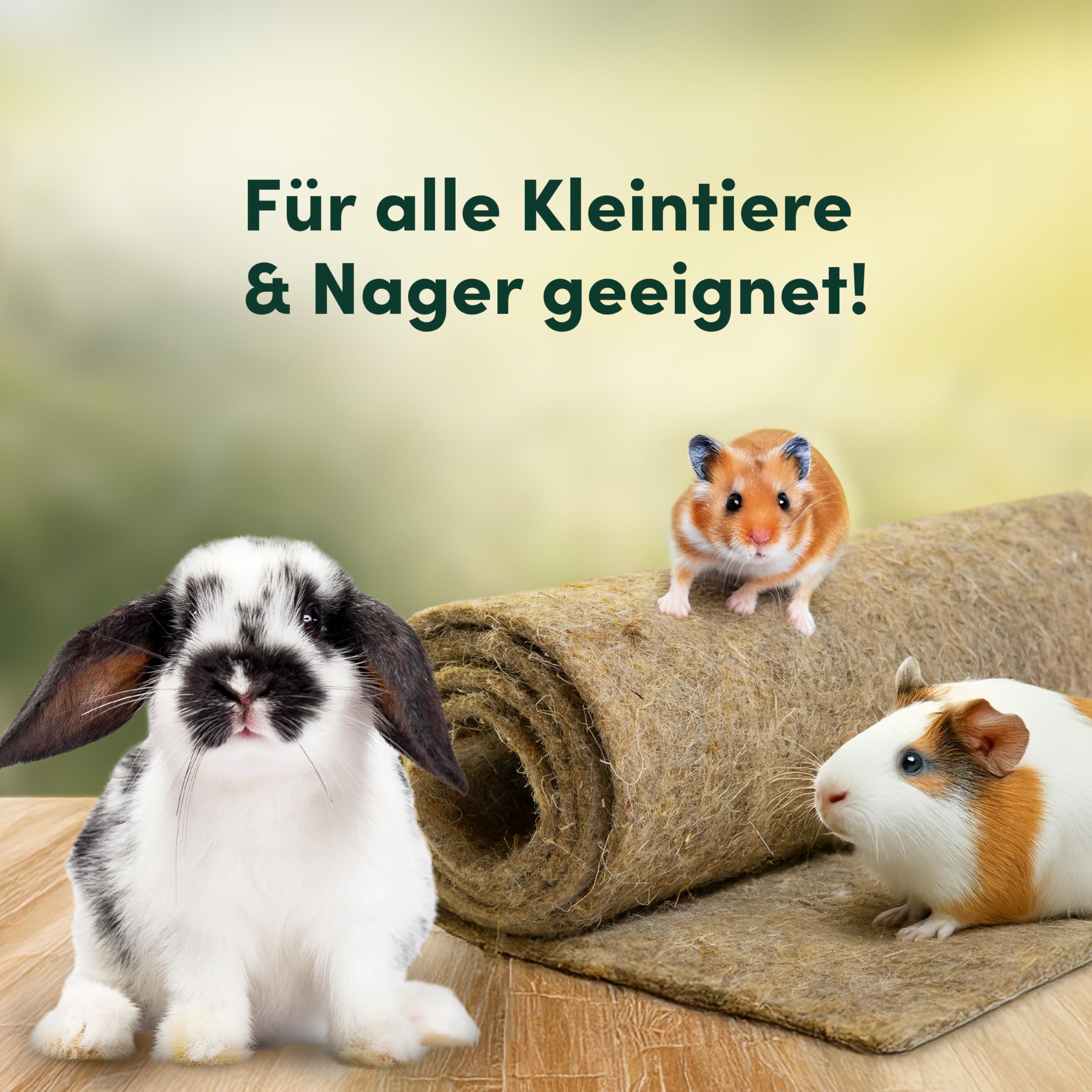 Hanfmatten für Nager (5 STK.) - Größe 100 cm x 50 cm, 5 mm Dicker Nagerteppich aus 100% Hanf - Nagermatten für Kaninchen, Hasen, Hamster - biologisch abbaubare Hanfmatte (5er Set)