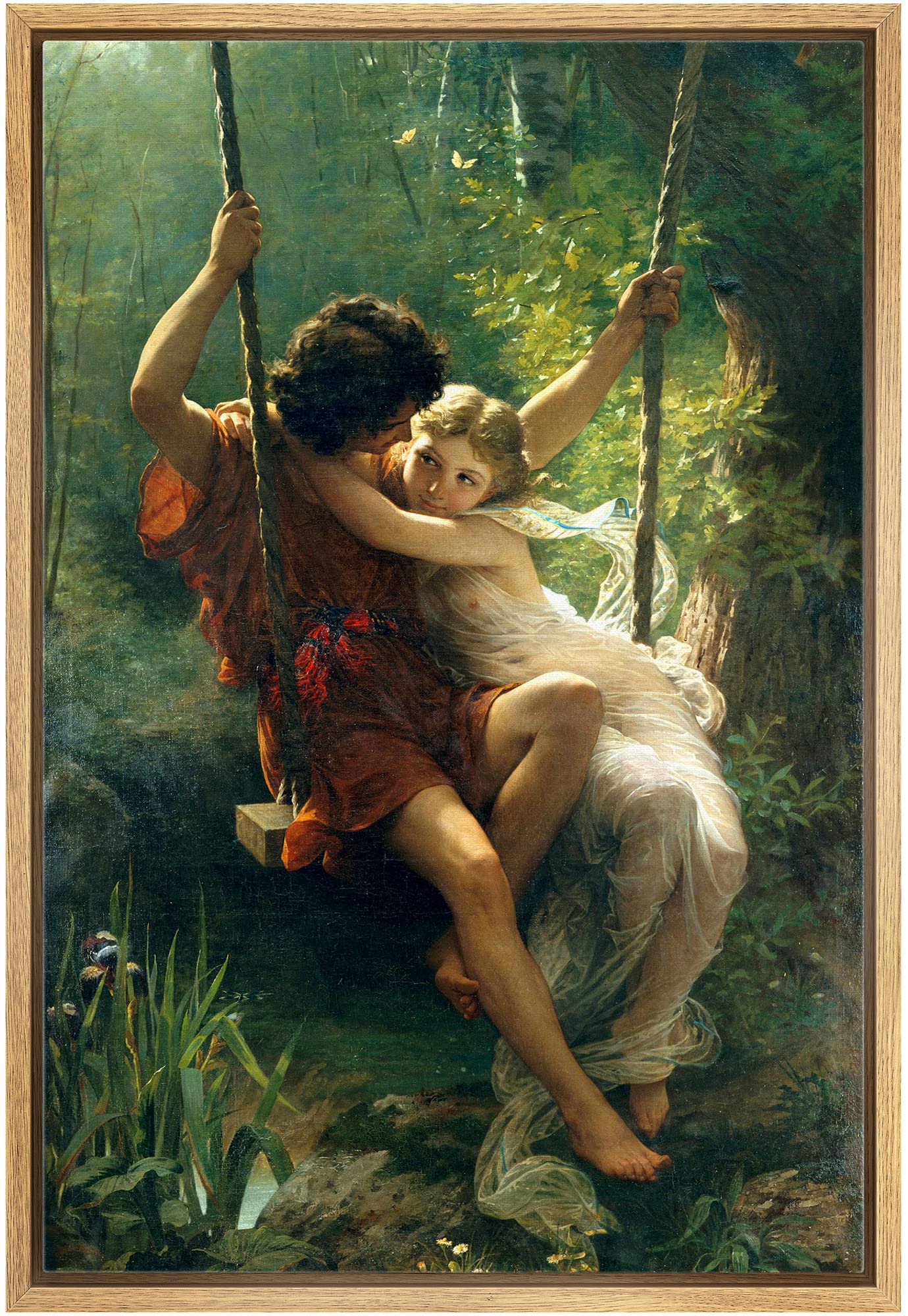 wall26 Spring Time by Pierre Auguste Cot Giclee Framed Canvas Prints Wrapped Gallery Wall Art | Stretched and Framed Ready to Hang - 16"x24" Natural