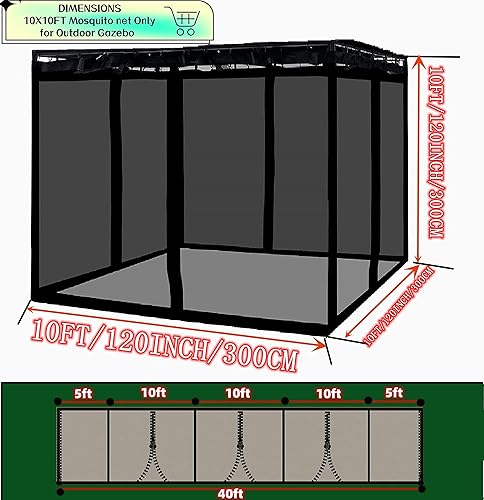 Miniatura 3 de Mosquitera para tienda de campaña de 10 x 10 pies, mosquitera de repuesto para kiosco, mosquitera para toldo de camping para tienda de campaña de