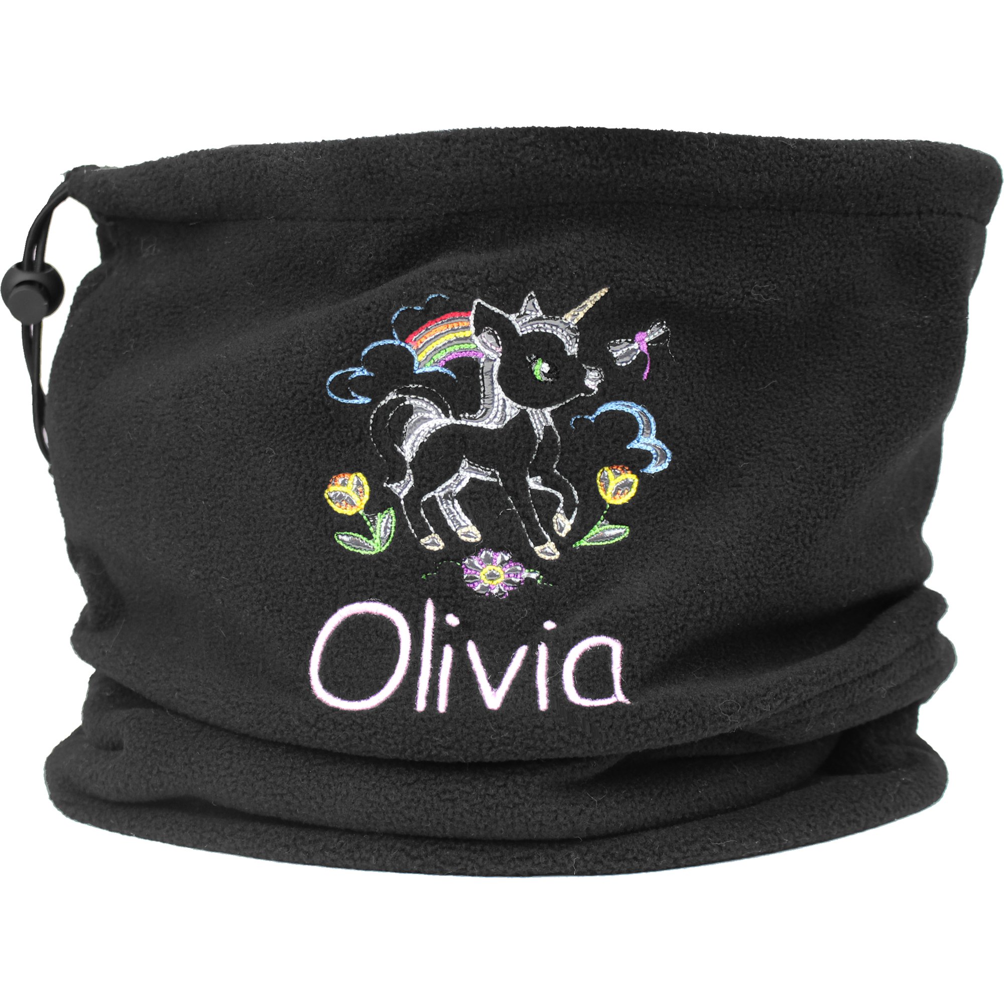 Teddyt's Women's Black Personalised Unicorn Design Winter Snood Scarf (Black)