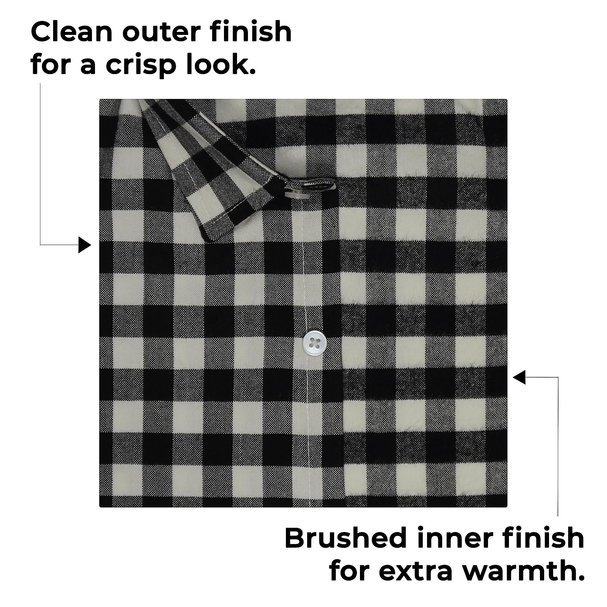 GHPC Cottswool Winter Wear Woolen Gingham Checked Full Sleeves Regular Fit Formal Shirt for Man (Black, CW230202_42) 2