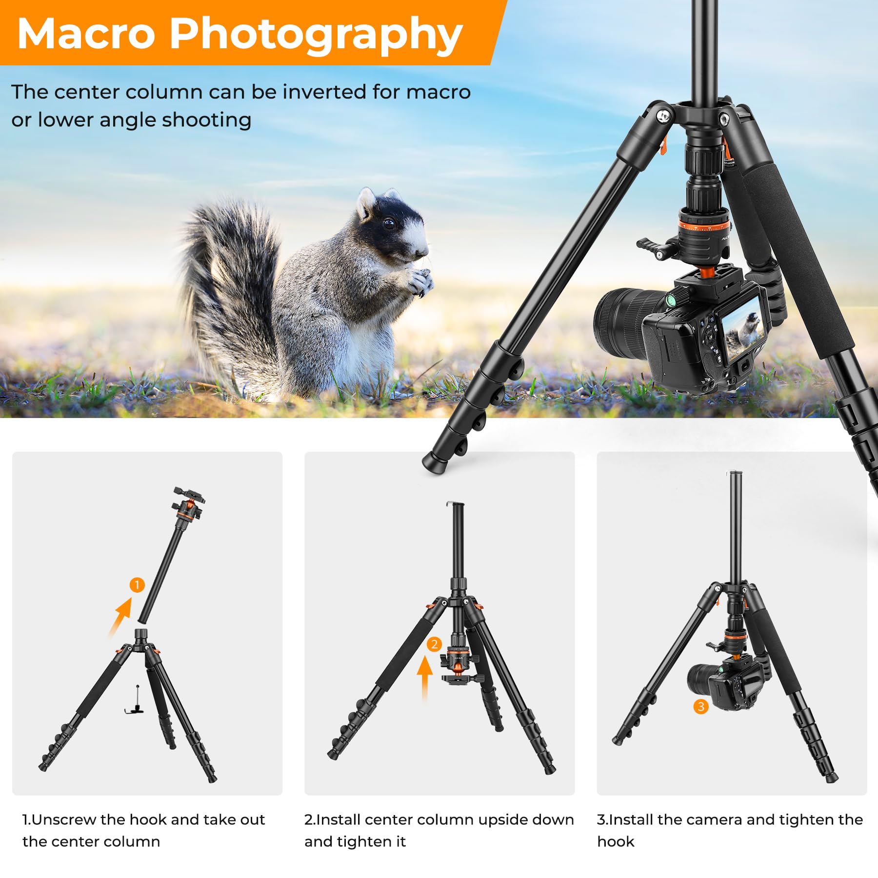 Victiv 259cm Treppiede Fotocamera e Smartphone, Cavalletto Fotografico in Alluminio con Braccio Orizzontale, Treppiedi Reflex da Viaggio Per Sony Canon Nikon, Carico Massimo 8 Kg