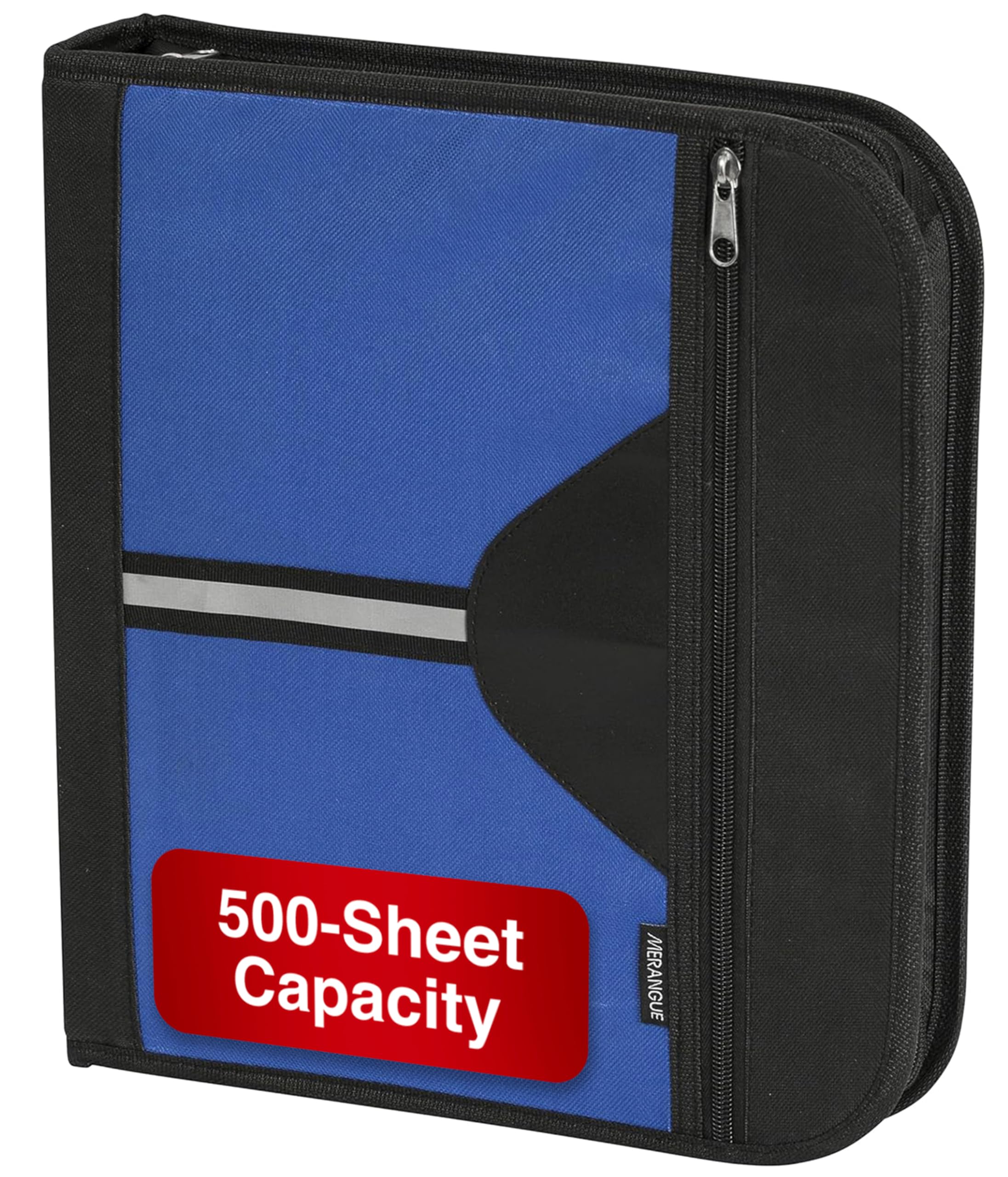 Merangue 1-½” O-Ring Zipper Binder, Polyester Binding Organizer, Stationery Binder with Front and Interior Pockets, School and Office Supplies, 500-Sheet Capacity, Assorted Colors image 2