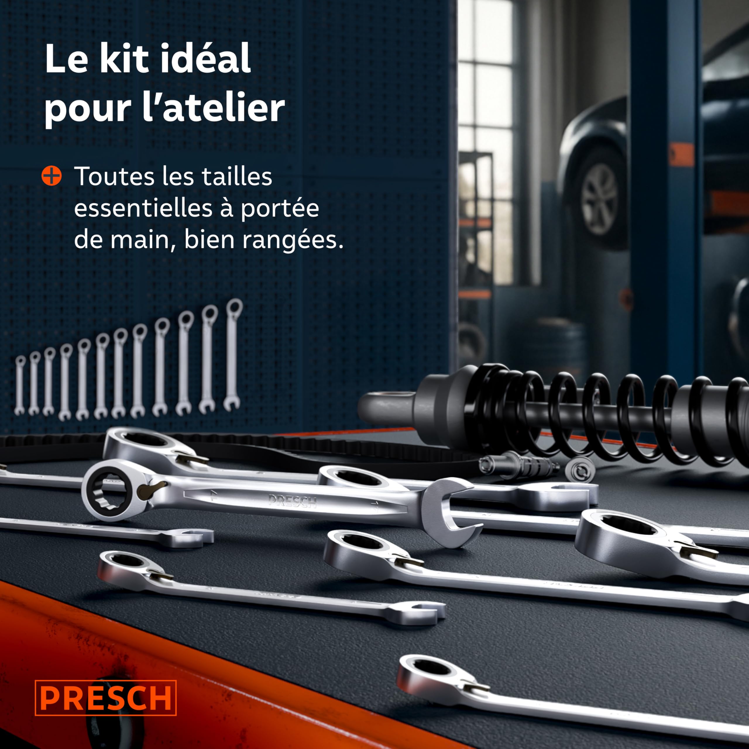 PRESCH Clés à cliquet réversibles 20 pcs 6-32mm avec sacoche 135 dents robustes