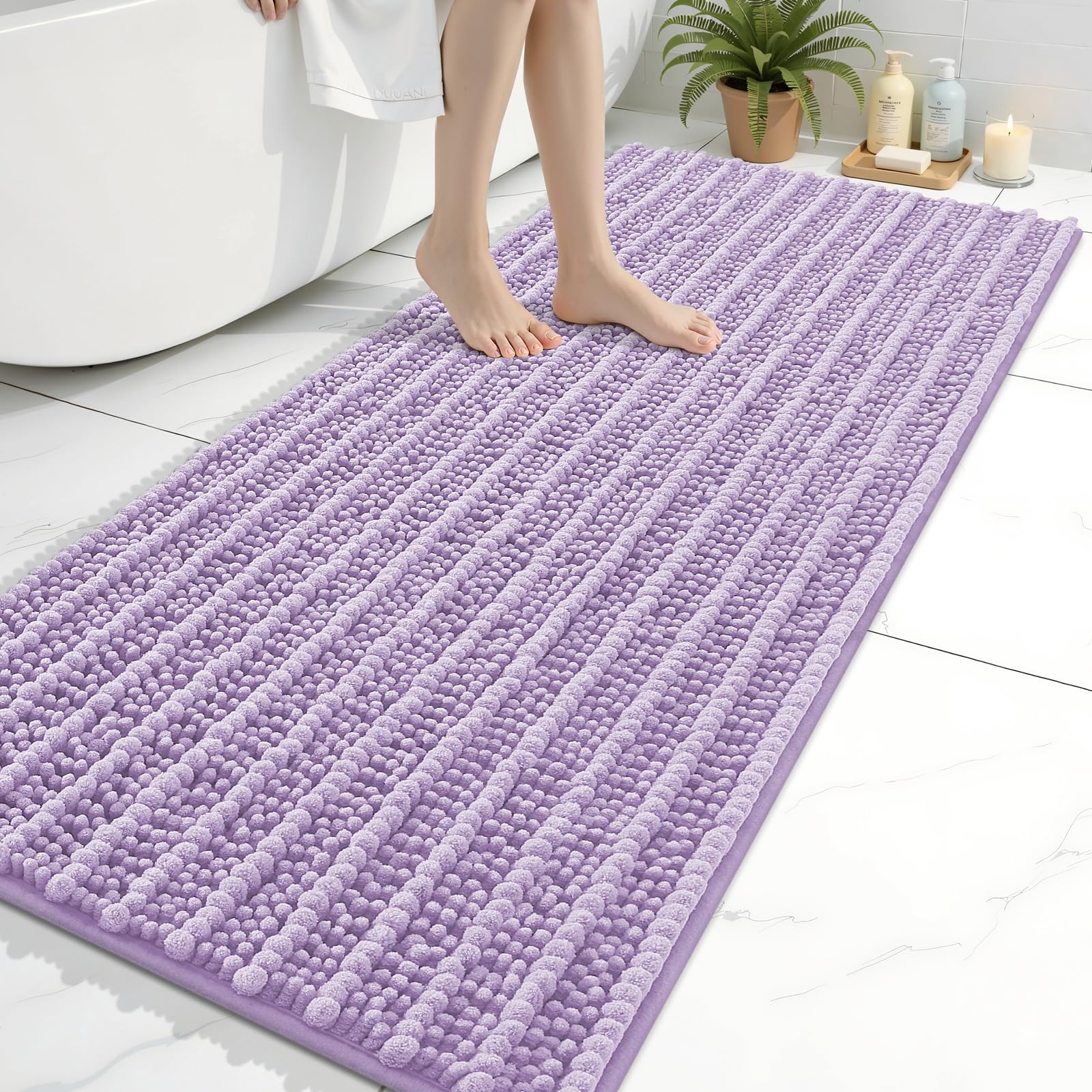 Arotive Bathroom Rugs Mat 54x24, Soft Absorbent Chenille Shaggy Bath Mat