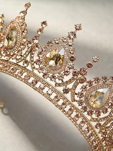 Miniatura 5 de SWEETV Tiaras y coronas de reina para mujer, corona de princesa dorada, disfraz de Halloween, accesorios para el cabello para sesión de fotos,