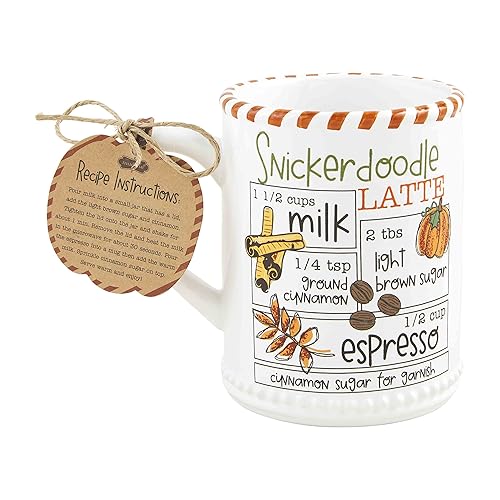 Mud Pie Taza con receta de otoño de Acción de Gracias, Snickerdoodle Latte, 14 onzas