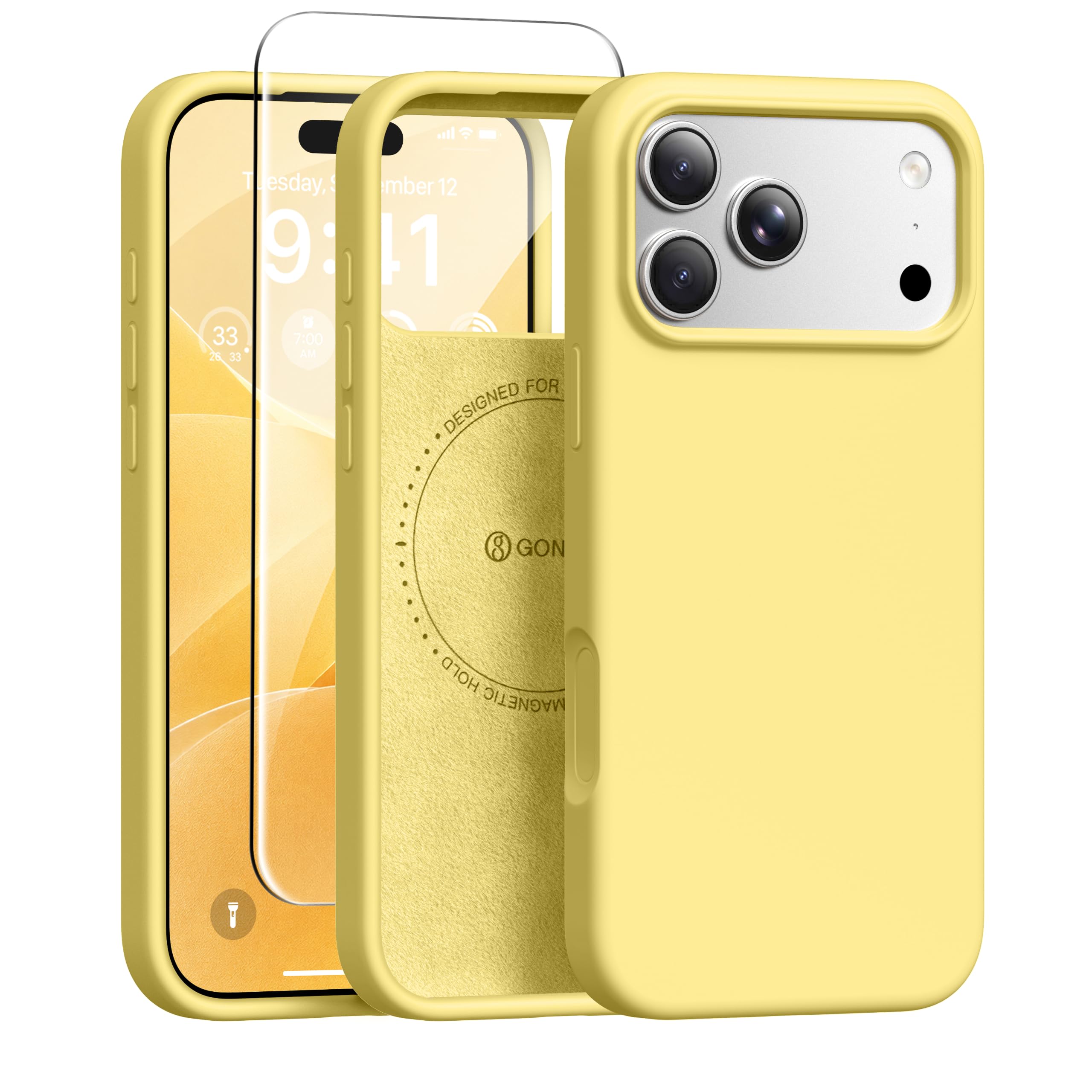 GONEZ for iPhone 18 Pro Case/iPhone 17 Pro Case, Buttercream Yellow