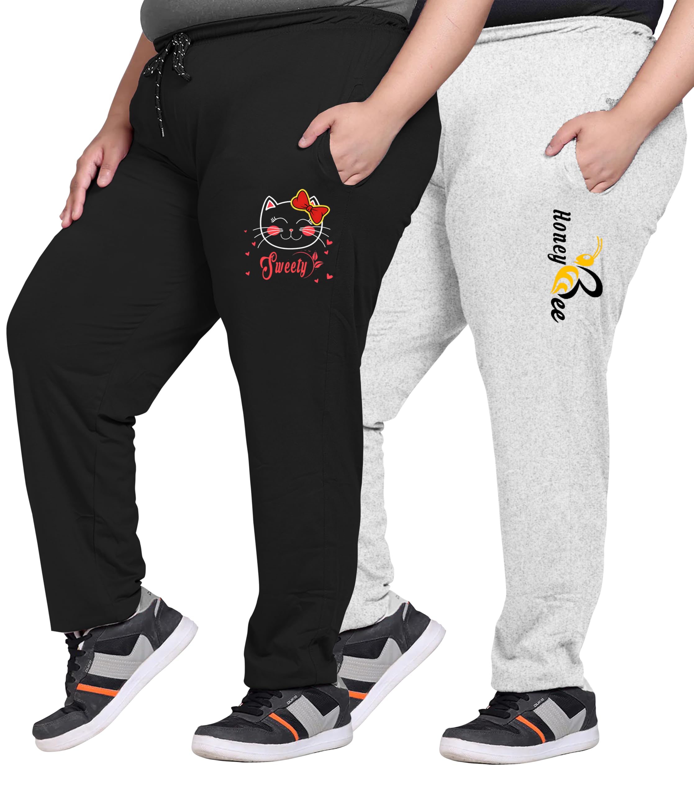 elite soul Womens Cotton Track Pants with Graphic Print ? 2 Piece Combo | Regular Fit Plus Size Casual Bottoms for Lounge, Gym & Sportswear | XL, 2XL, 3XL, 4XL, 5XL-picture-42