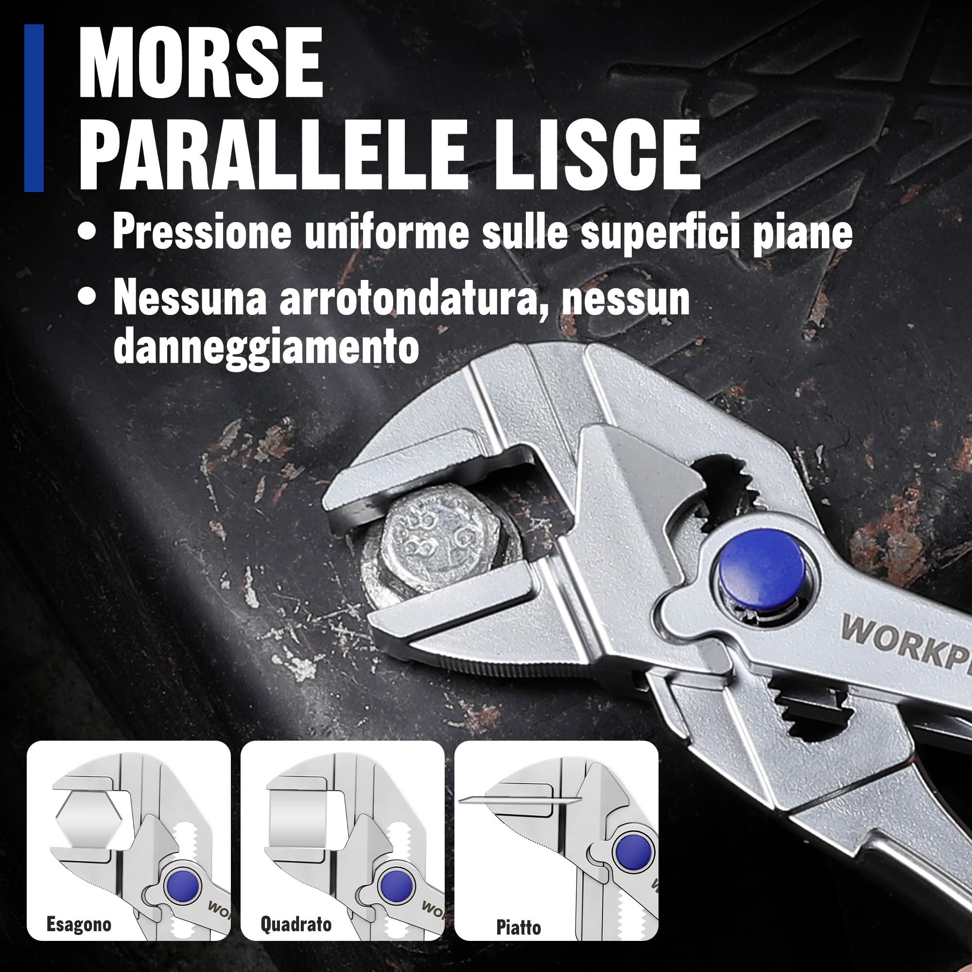 WORKPRO Mini Pinza Chiave da 100 mm, Chiave Regolabile ad Alta Resistenza, Morso Parallelo, Apertura Massima 20 mm, Strumento EDC Compatto per Spazi Ristretti, Argento
