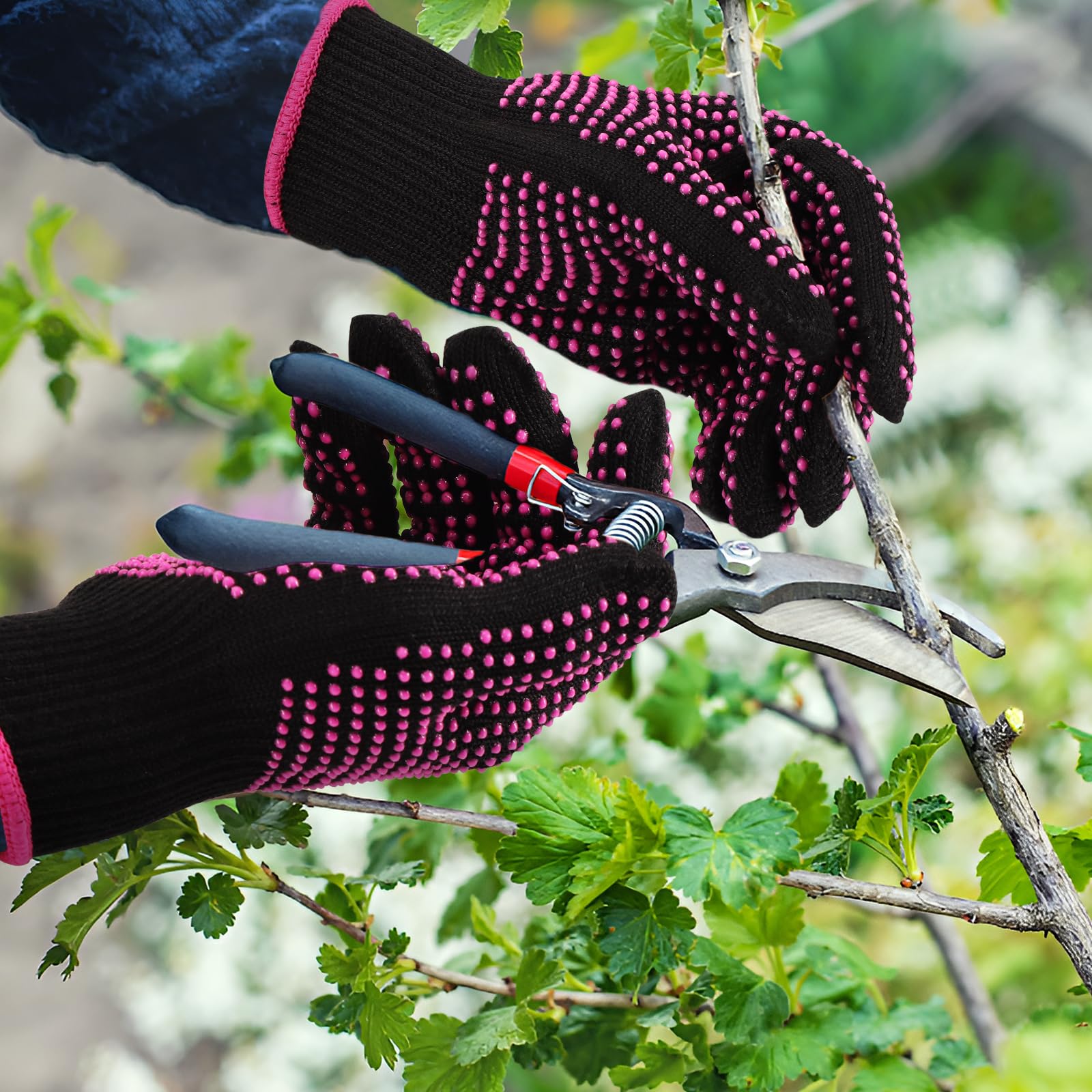 Coptiner 2PCS Hitzebeständige Handschuhe Rutschfeste Silikon Stoßofen Handschuhe für Haarstyling Multifunktionale Küche Grill Werkzeug Hitzebeständiger Kochhandschuh Anti-Rutsch Bumps Garten