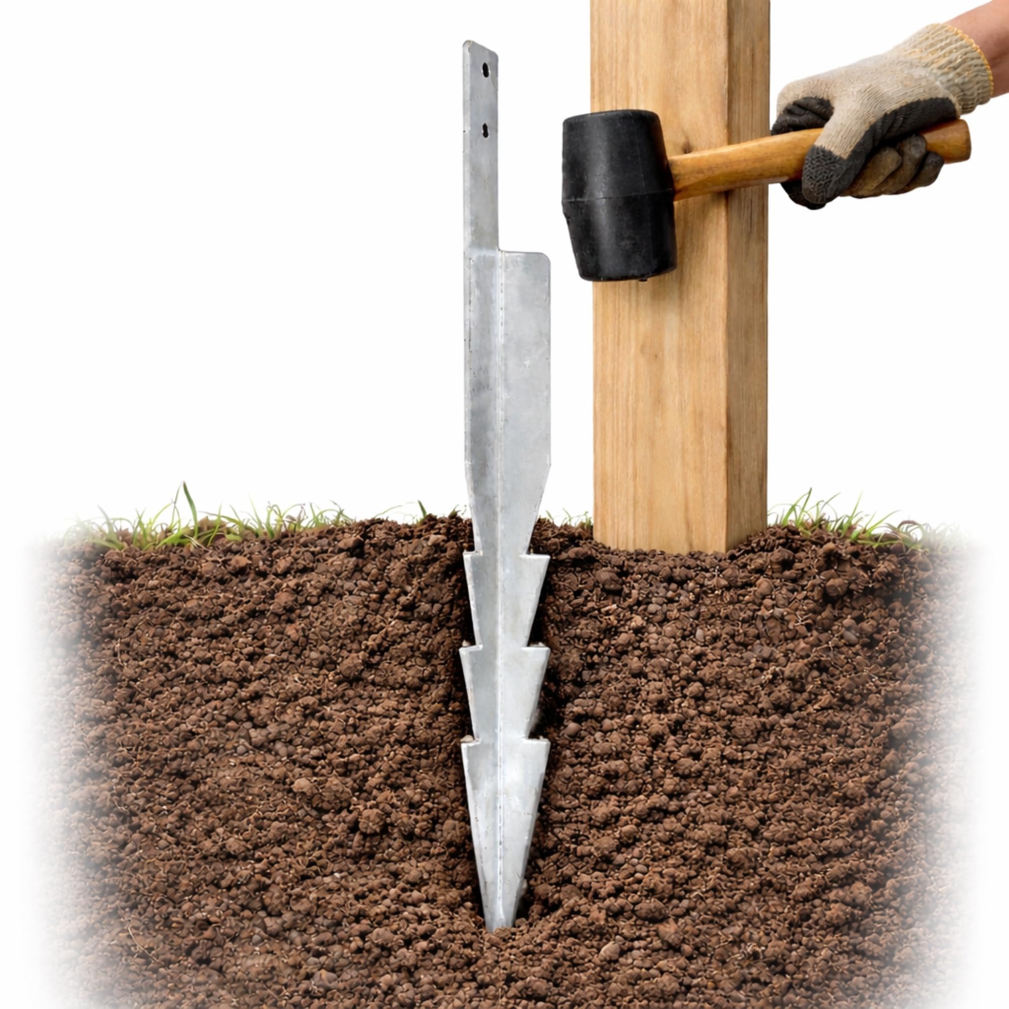 Set di 4 Ancoraggi a Terra per Altalena - 4 Ancoraggi Terreno 44,5 cm Acciaio Zincato con Viti – Ancoraggio Altalena Giardino, Torre Giochi, Casetta Bambini, Struttura Legno