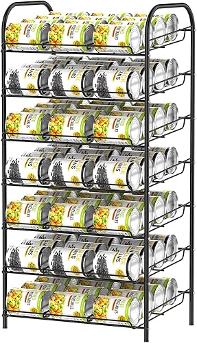 DOMYDEVM Can Rack Organizer, 7-Tier Can Storage Organizer, Black Beverage Soda Holder Holds up to 84 Can, Can Drink Storage Organizer for Pantry
