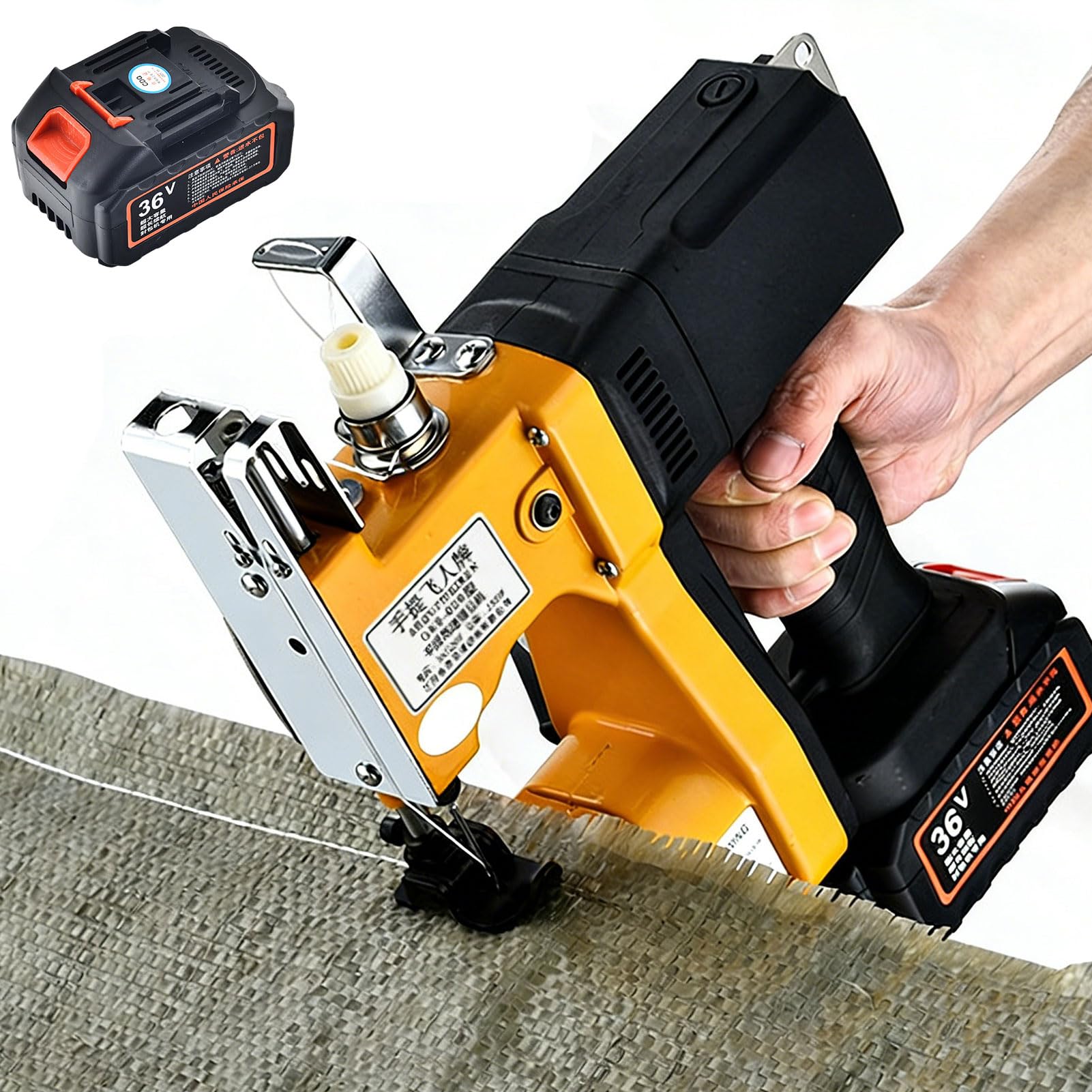 Máquina de coser portátil inalámbrica de mano, costura de bolsas de cuero resistente, manual industrial para encuadernación de alfombras y zapatos de lona 1 Battery 1 Charger