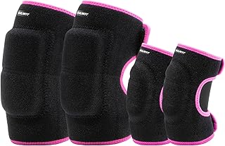 ONTYZZ Soft Kids Knee Pads and Elbow Pads with Thickened SBR Pads Adjustable Knee and Elbow Pads for Kids Protective Gear Set for Cycling Volleyball Skateboarding Soccer Hockey Pink/S