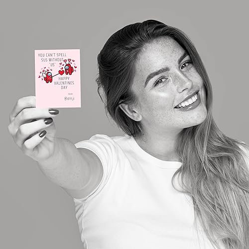 Miniatura 6 de Lashicorn A mong Us - Paquete de 30 tarjetas de San Valentín | Día de San Valentín | Ideal para combinar con mini figuras de Among Us | Diseño Sus