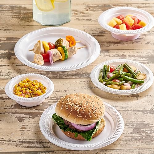 Miniatura 4 de PLASTICPRO 100 cuencos de plástico blanco para sopa de 12 onzas, platos ligeros de calidad premium, cuencos de plástico desechables para fiestas,