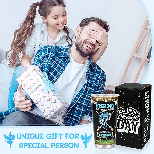 Miniatura 2 de Jucham Regalos de pesca de Navidad para hombres, regalos para el día del padre para pescador, vaso aislado de acero inoxidable de 20 onzas, taza de