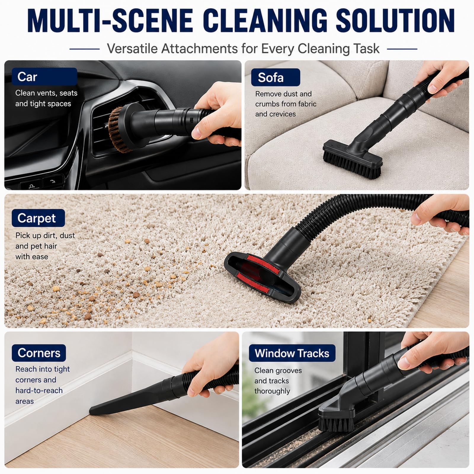 Accesorios para Aspiradora para De'Longhi XTL 220 Xlence 2008-2013, Set de Boquillas para Aspiradora en ABS con Adaptador, Cepillos y Accesorios para Casa, Coche y Muebles,11-Piece