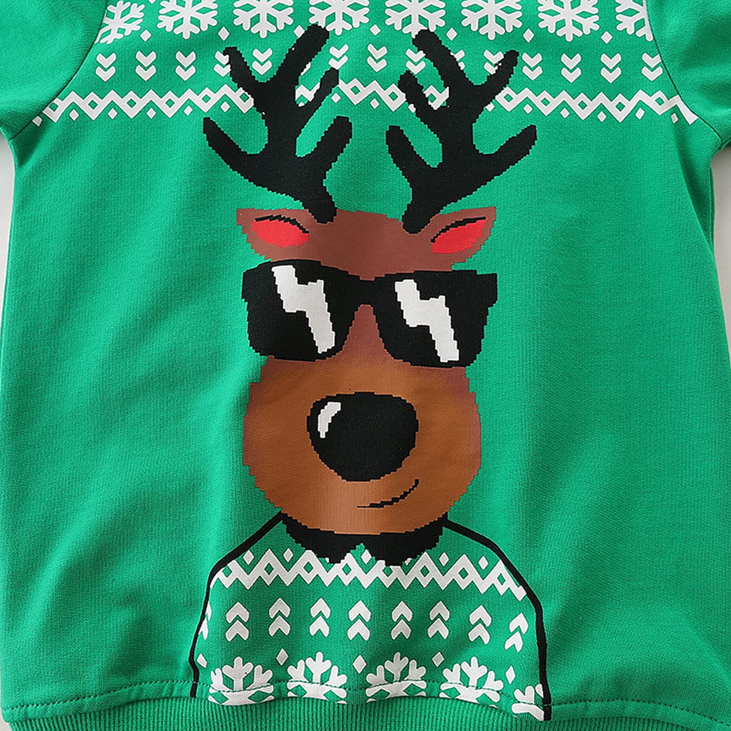 Pull de Noël en coton pour garçon Père Noël Renne Sweatshirt Enfants Noël T-shirt à manches longues Vêtements de Noël chauds 1-7 ans