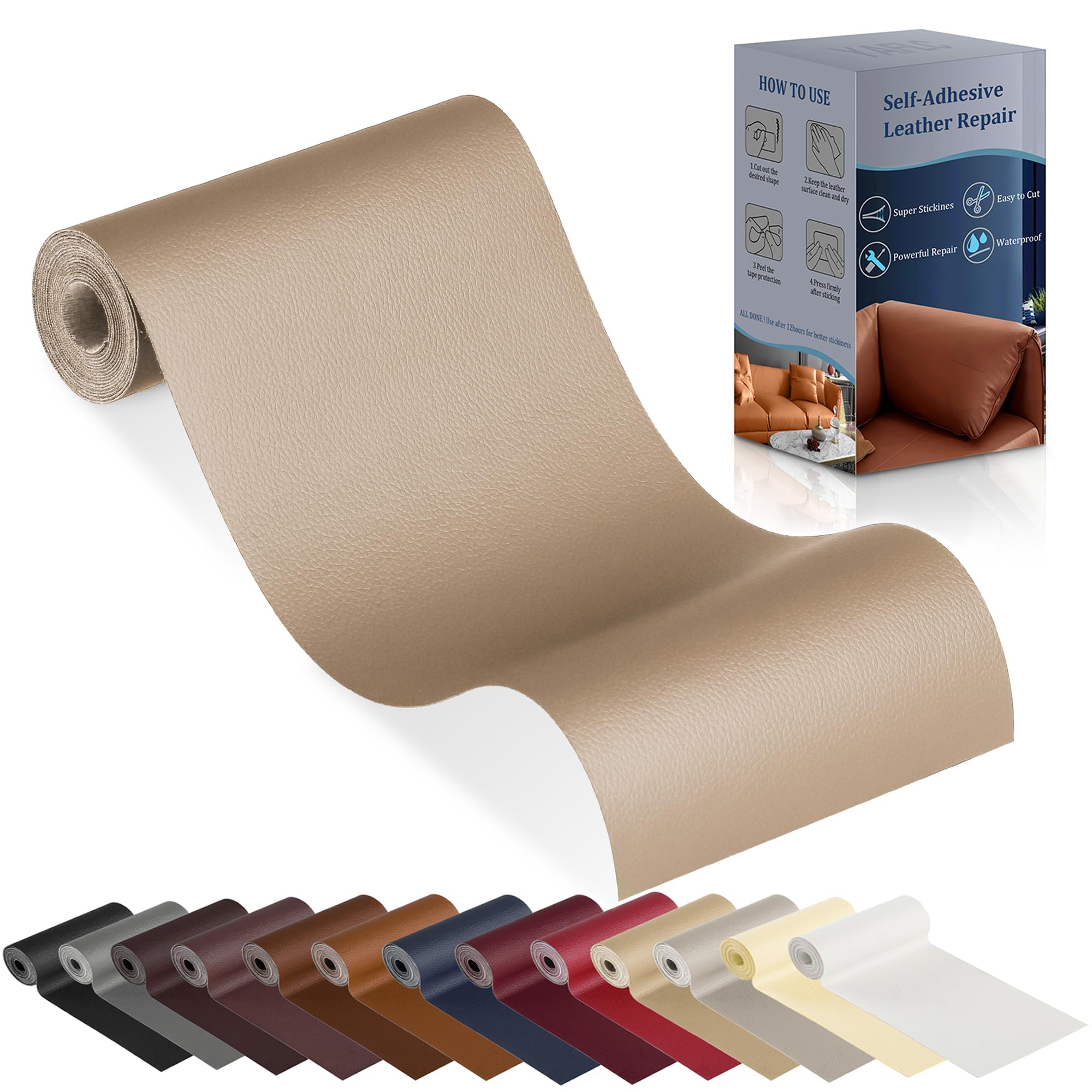 Photo 1 of Self Adhesive Leather Repair Patch, Leather Repair Tape Kit Medium Beige