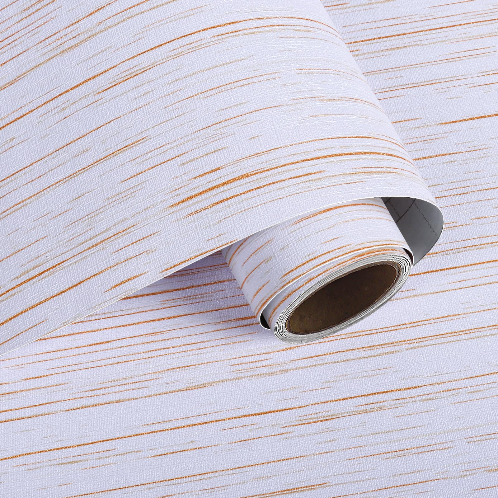 VaryPaper 15.7''x78.7'' White Gold Grasscloth Peel and Stick Wallpaper Textured Contact Paper for Cabinets Waterproof Removable Self Adhesive Linen