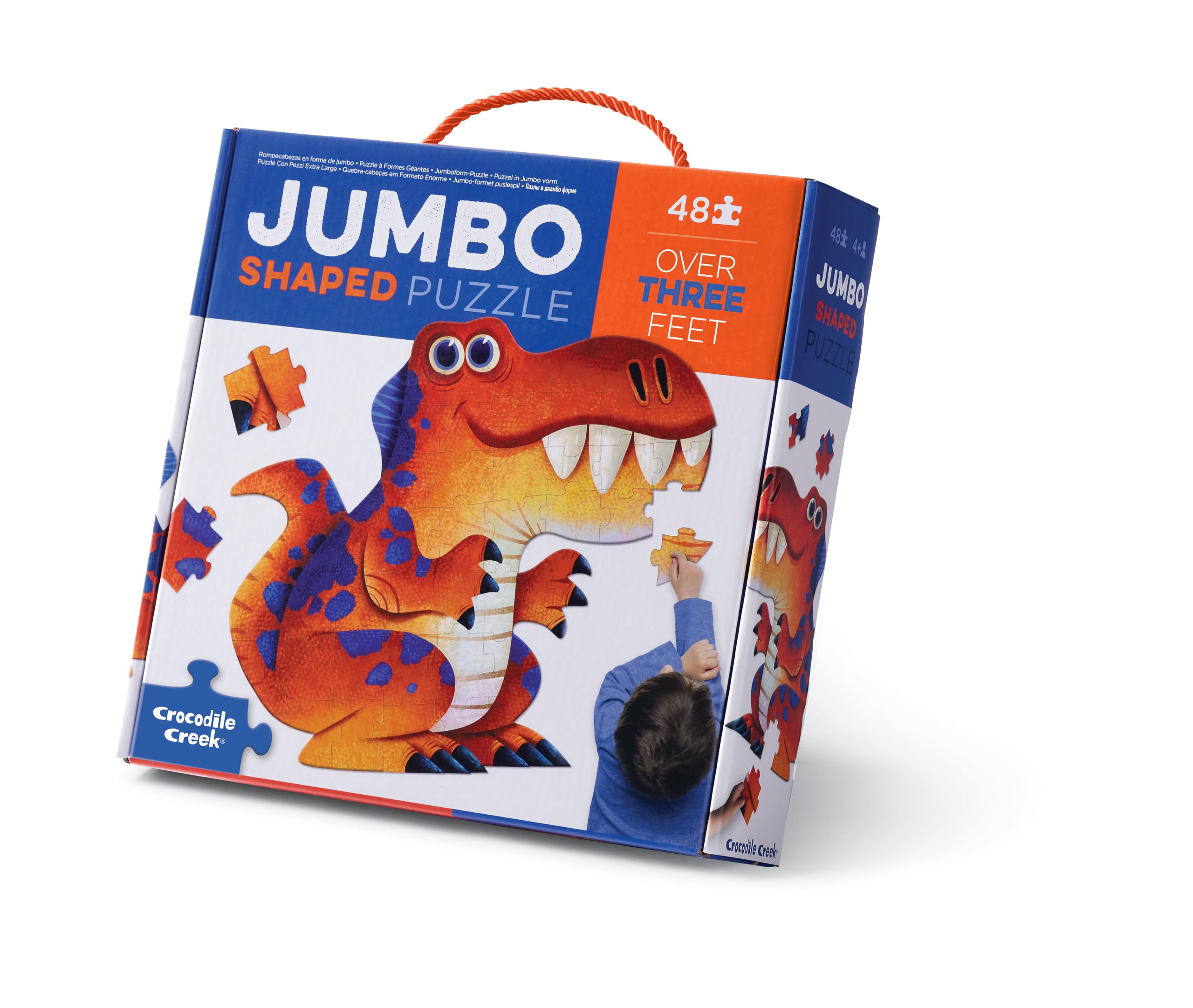Crocodile Creek Jumbo Shaped Puzzle, Dinosaur Design, 48 Pieces, Giant Floor Jigsaw for Ages 3+