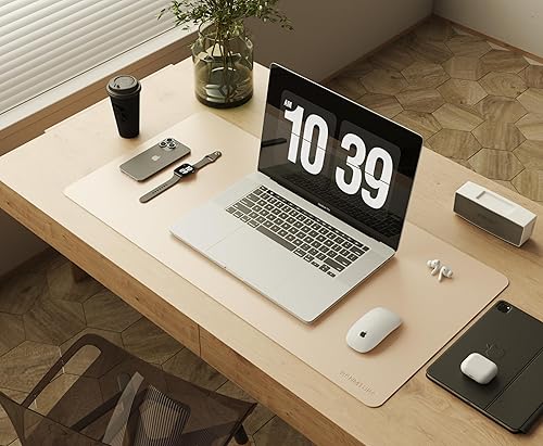 Miniatura 7 de RENMTURE Tapete de escritorio de piel sintética de dos tonos de doble cara, organización y accesorios de escritorio, para el hogar y la oficina,