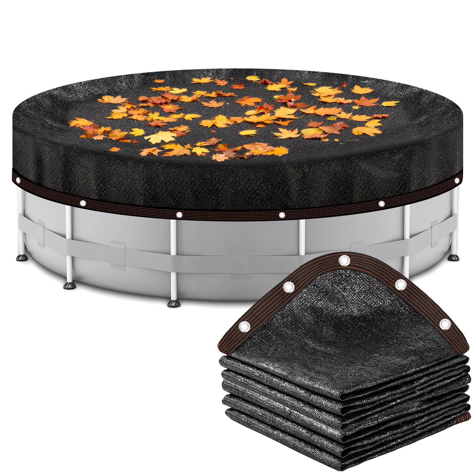 18ft Round Leaf Net Pool Covers for Above Ground Pools,Mesh Cover to Catching Leaves, Mesh Tarp with Grommets, Resistant Garden Sun Shade Netting(Only Cover)