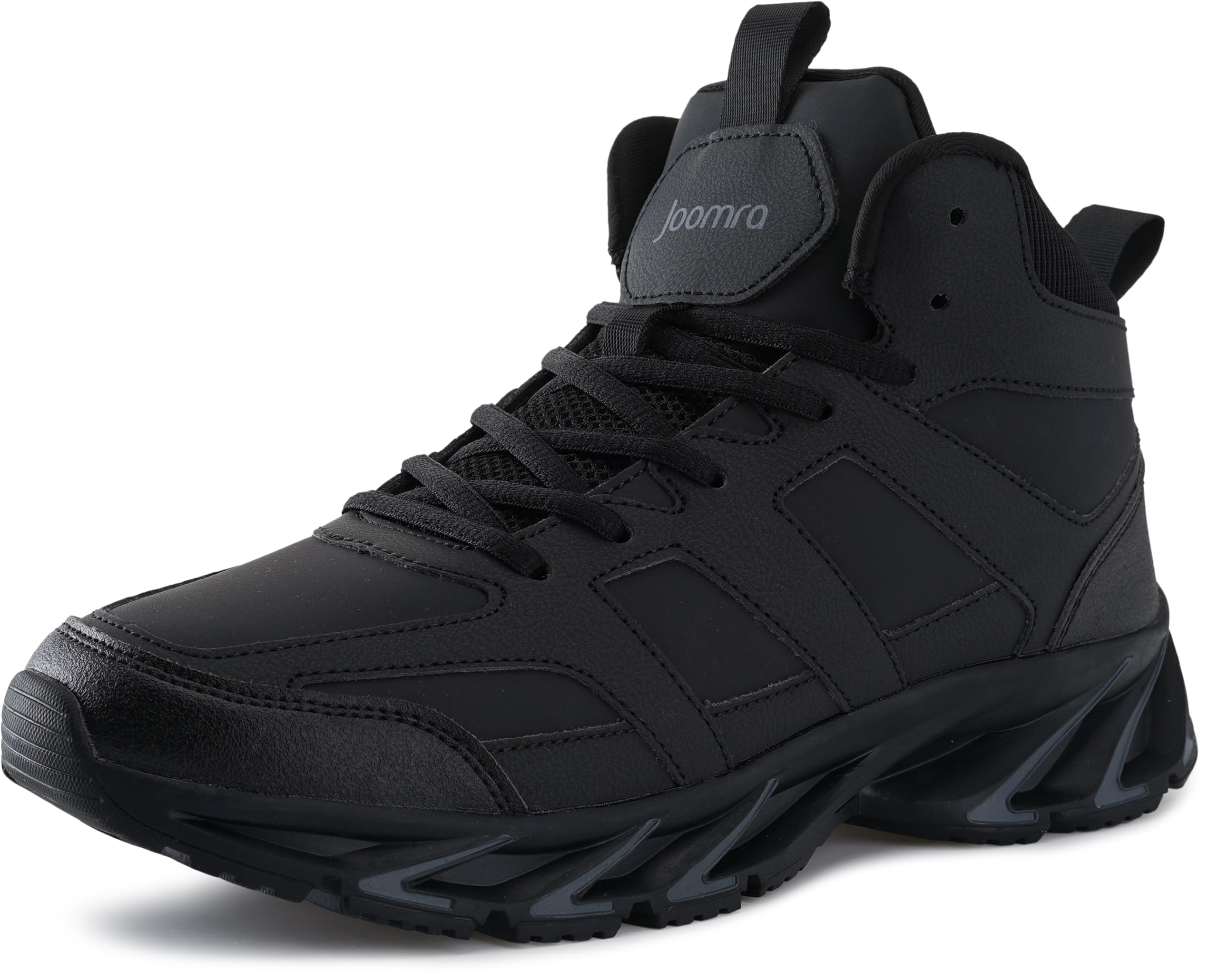 Joomra High Top Basketball Shoes for Men Size 10 Male Fashion Casual Hi Mid Sneakers Walking Leather Travel Tennis Comfortable Ankle Black 45