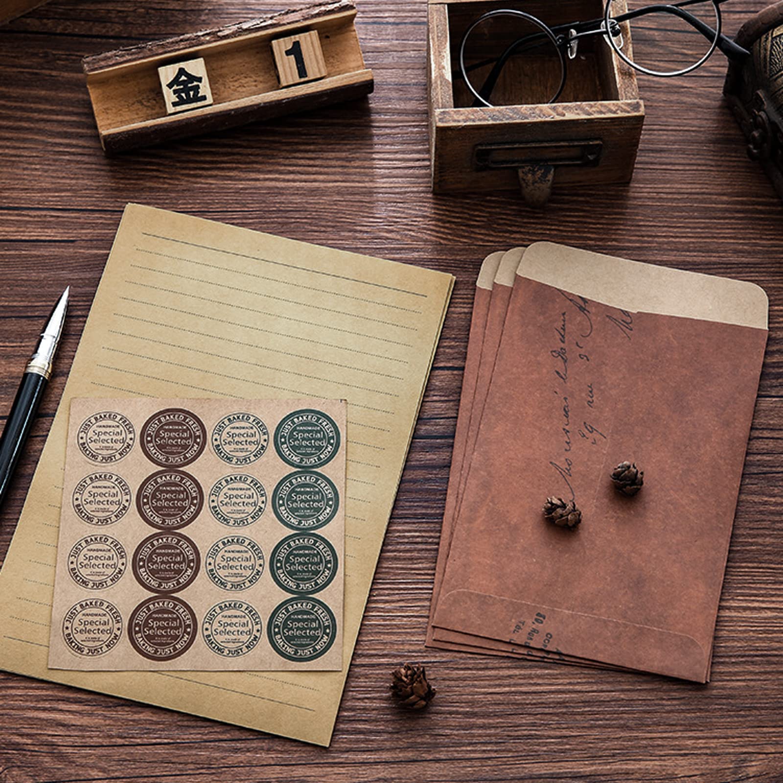 Set Carta Da Lettere Vintage Con Buste Kraft - Ideale Per Matrimoni E Occasioni Speciali - Foto 9