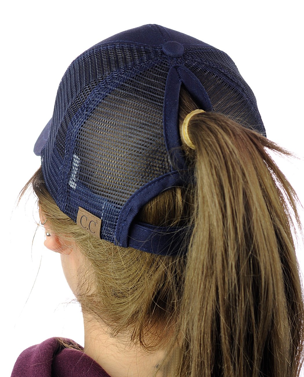 Ponycap Messy High Bun Ponytail Adjustable Mesh Trucker Baseball Cap Hat