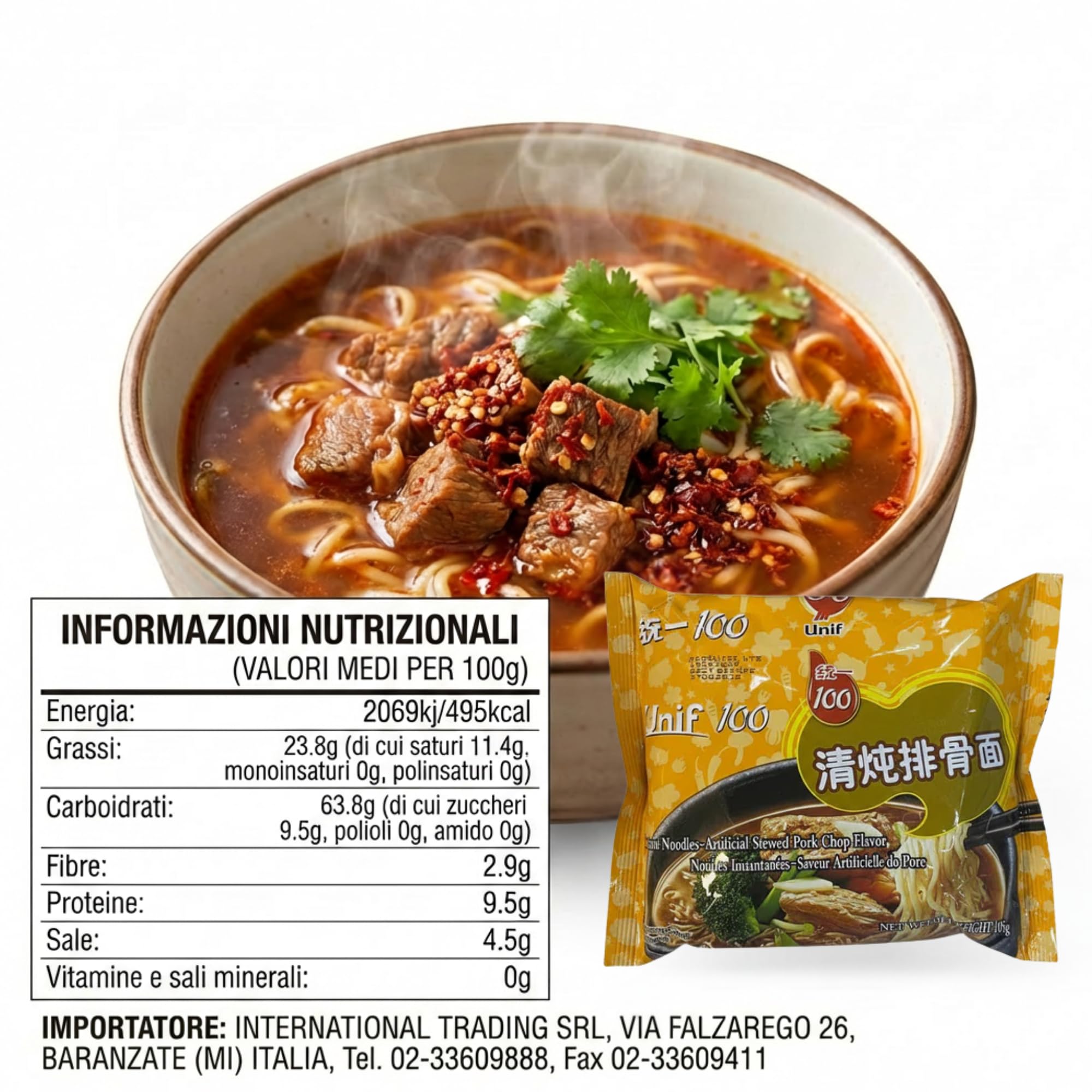 HU TASTE Kit Ramen Istantaneo UNIF Selezioni Brasate: Manzo, Costine di Maiale e Frutti di mare - Noodles Giapponesi e Cibo Cinese Pronto - Box Regalo Cucina Orientale e Asian Food - 9 Pack