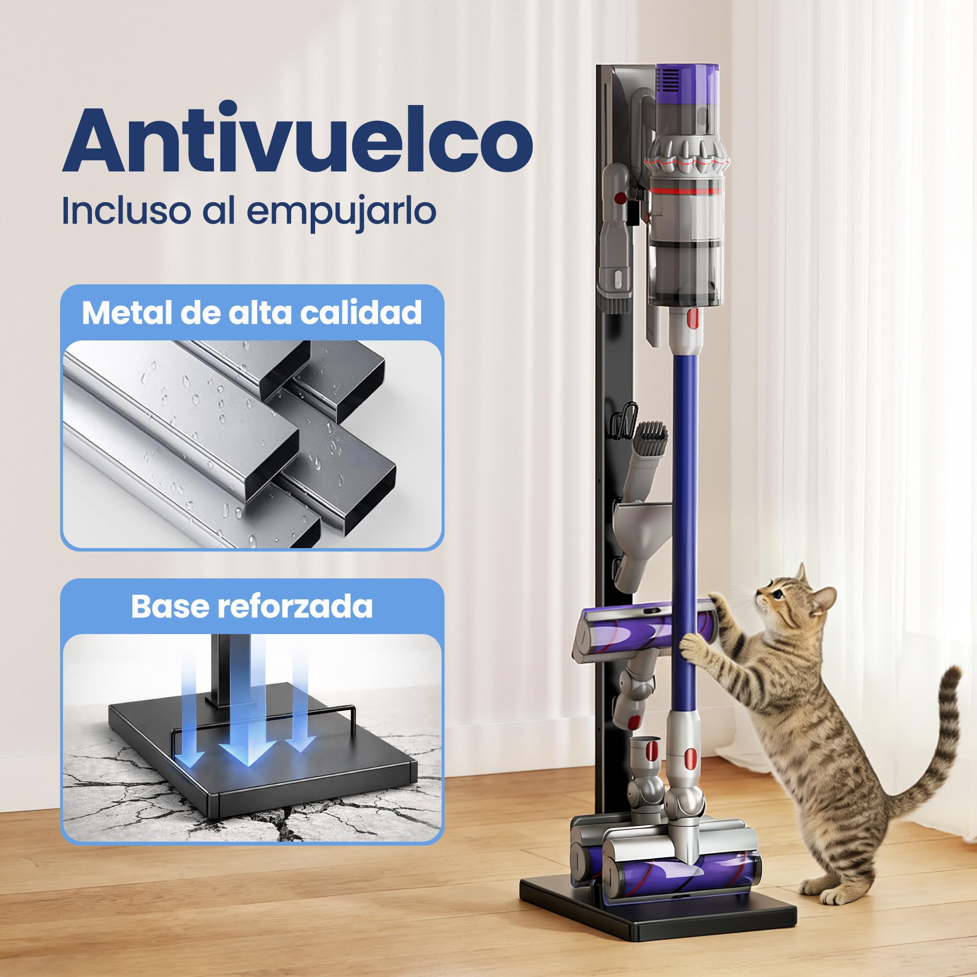 pickpiff Soporte para aspiradora Dyson – Compatible con V15, V11, V10, V8, V7, V6 – Estación de soporte independiente con soporte para accesorios – Ahorra espacio y sin taladrar