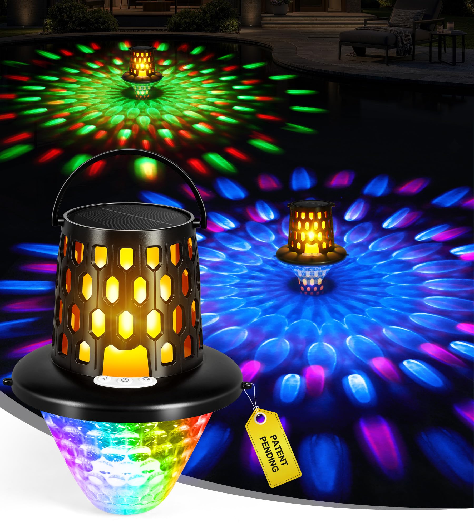 LuxBlue Lampe Piscine Flottante, Lumière Piscine Flottante Hors Sol avec Spectacle de Lumières Sous l'eau, Eclairage LED Piscines Etanche IP68, Lampe Solaire Piscines Lumiere pour Spa,Baignoire,Jardin