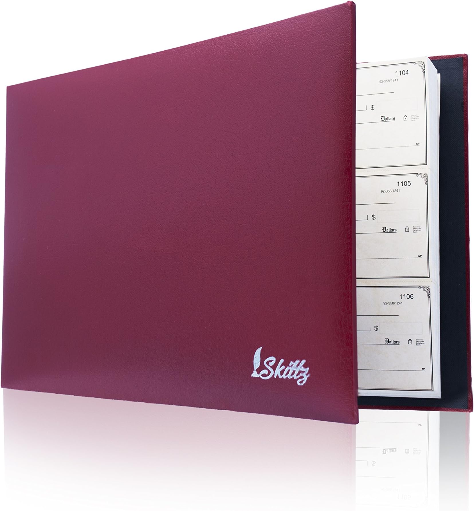 Maroon Business Check Binder 7 Ring w/Zip Organizer & Calendar for 3 on a Page Checks